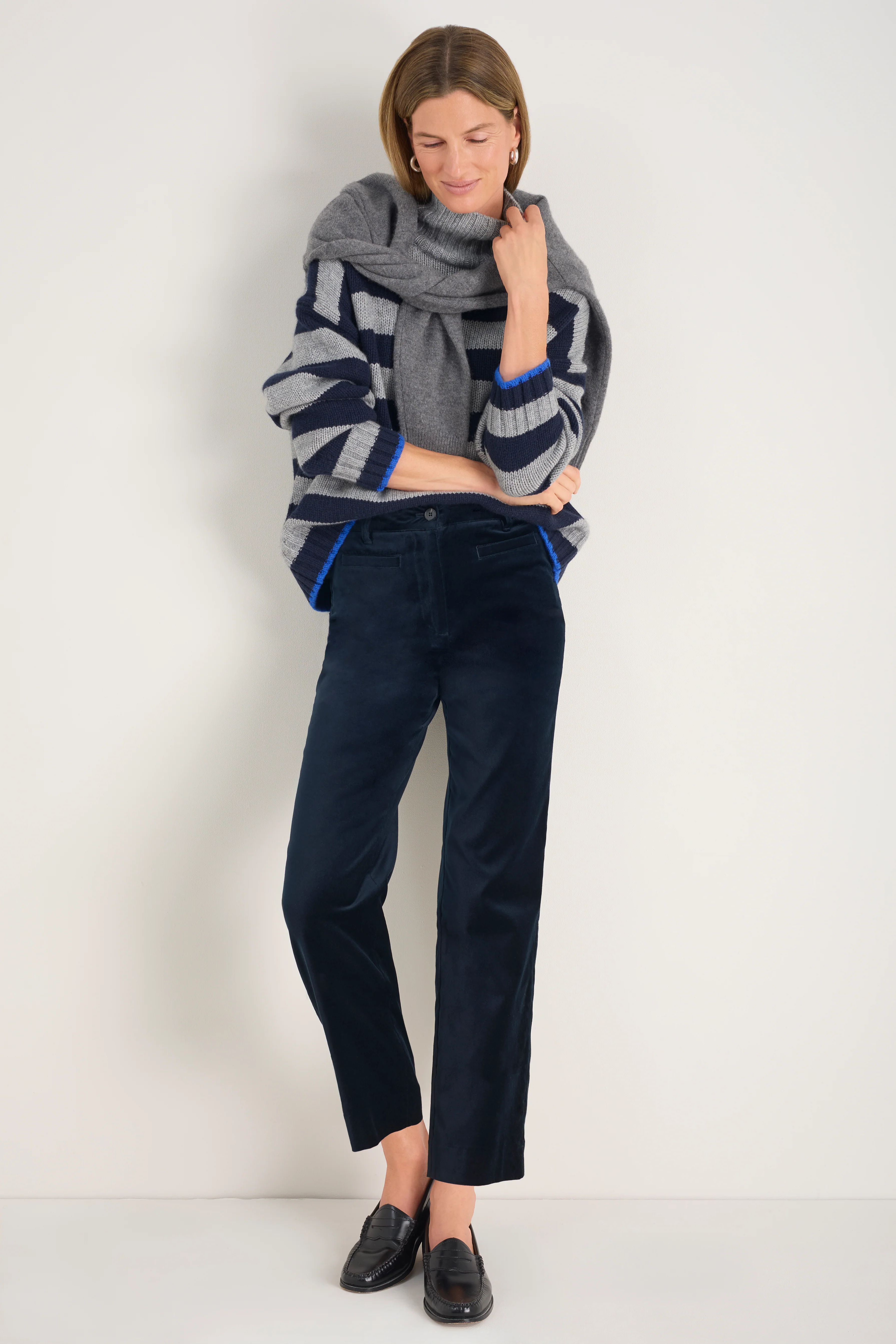 Marianne Cotton Velvet Trouser - Midnight - Image 2