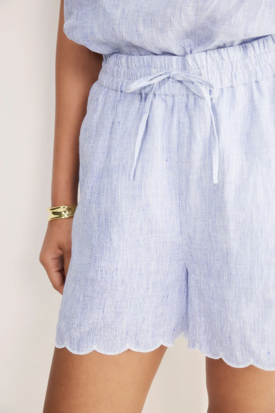 Marina Linen Short - Blue/Ivory Stripe - Image 3