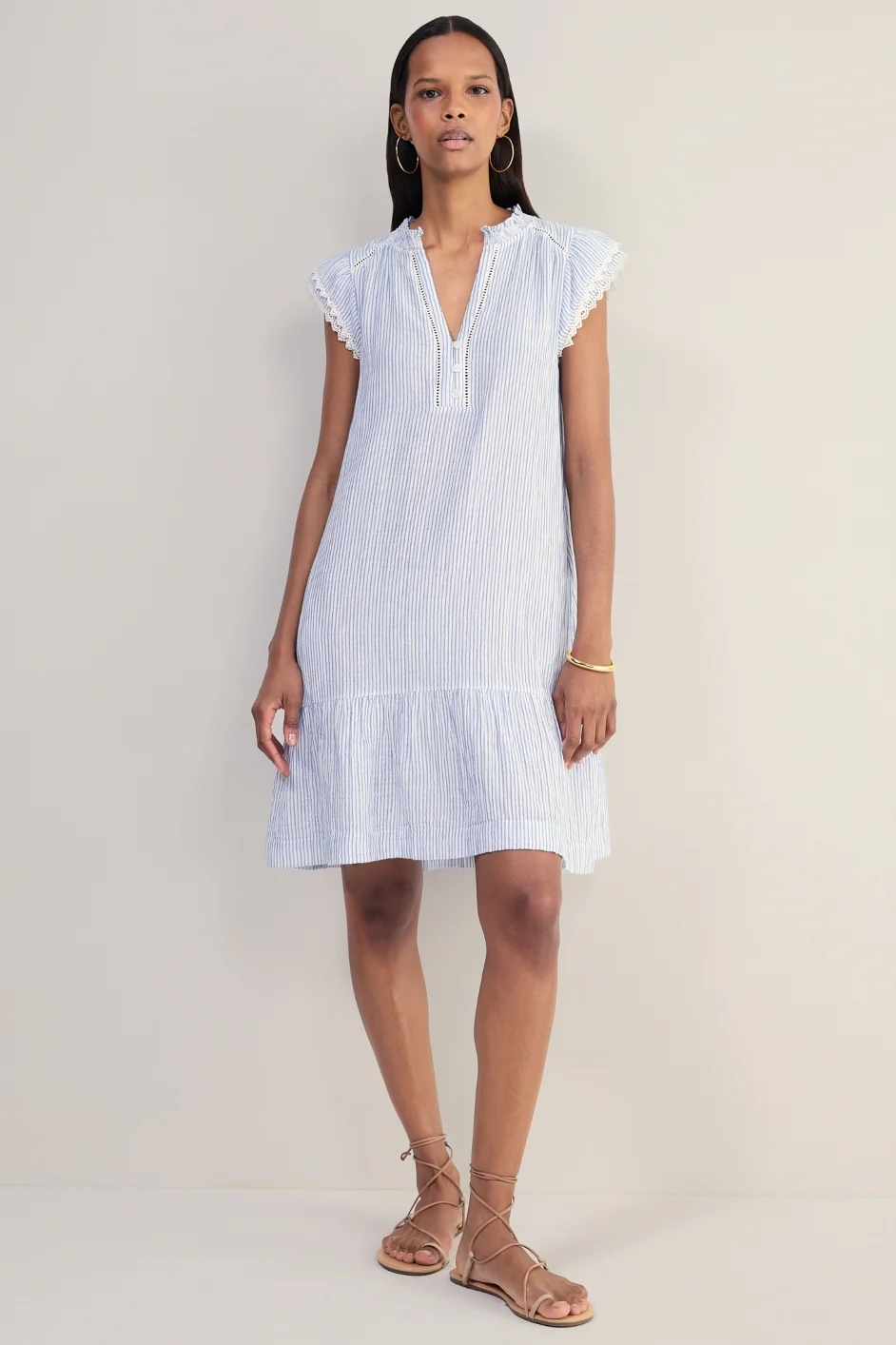 Marlow Short Dress - Sky Blue/White Stripe - Image 4