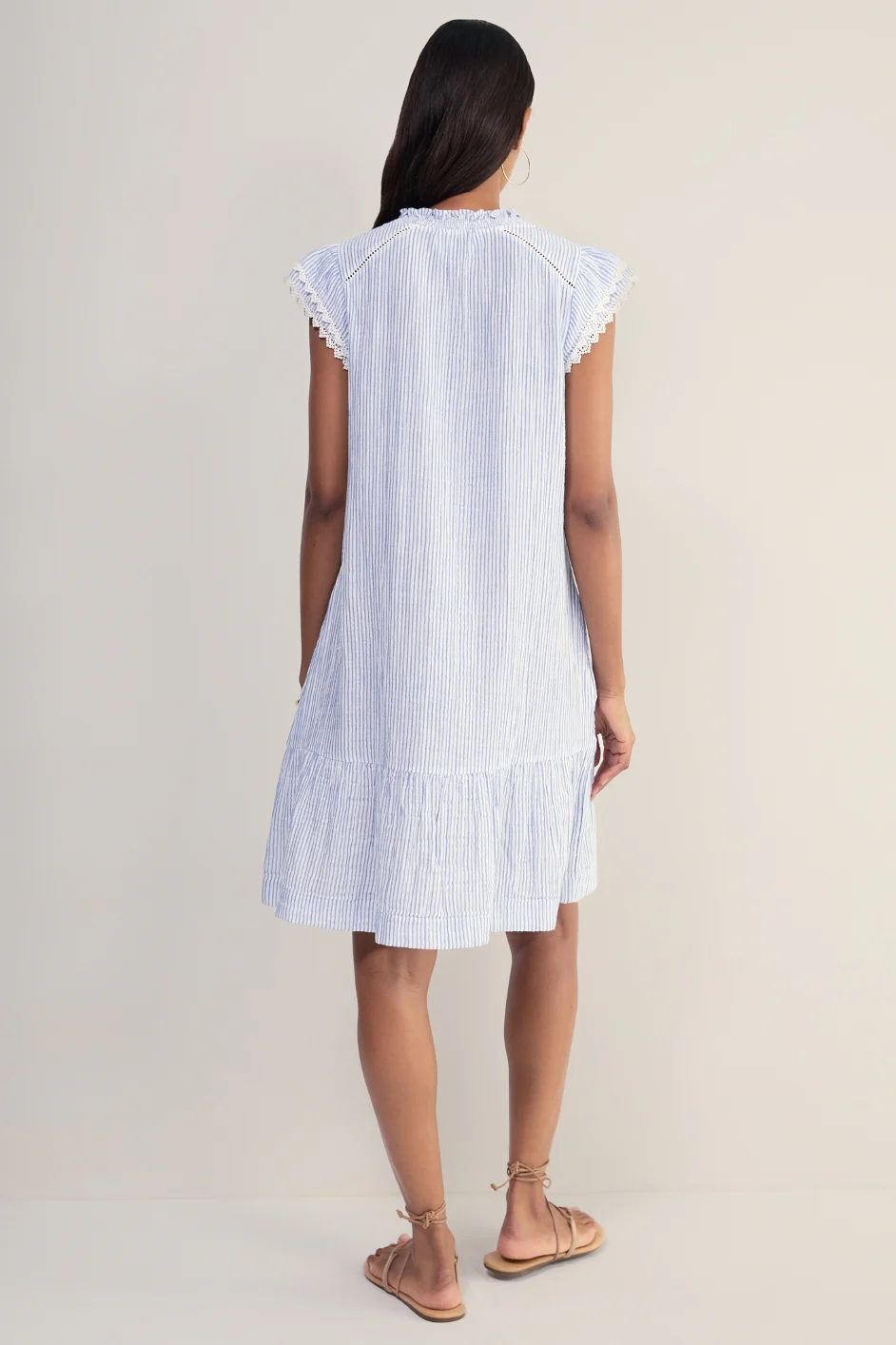 Marlow Short Dress - Sky Blue/White Stripe - Image 5