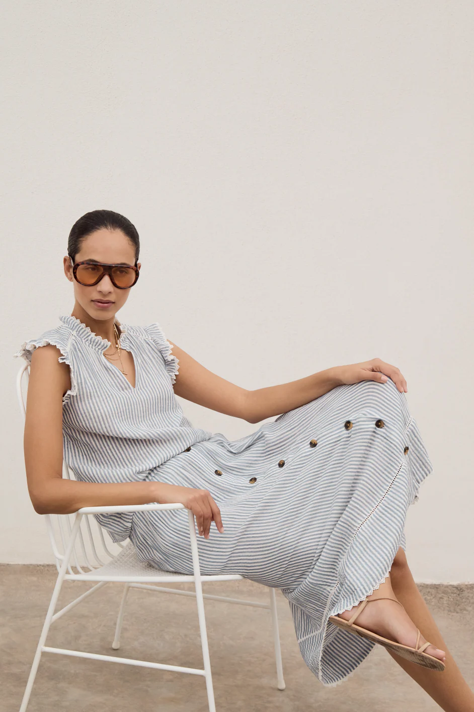 Marlow Skirt - Blue/Ivory Stripe - Image 4