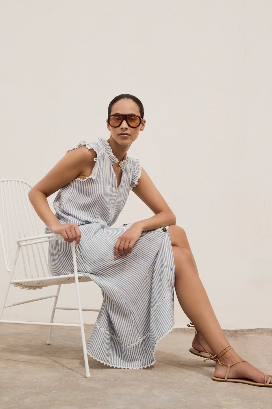 Marlow Skirt - Blue/Ivory Stripe - Image 5