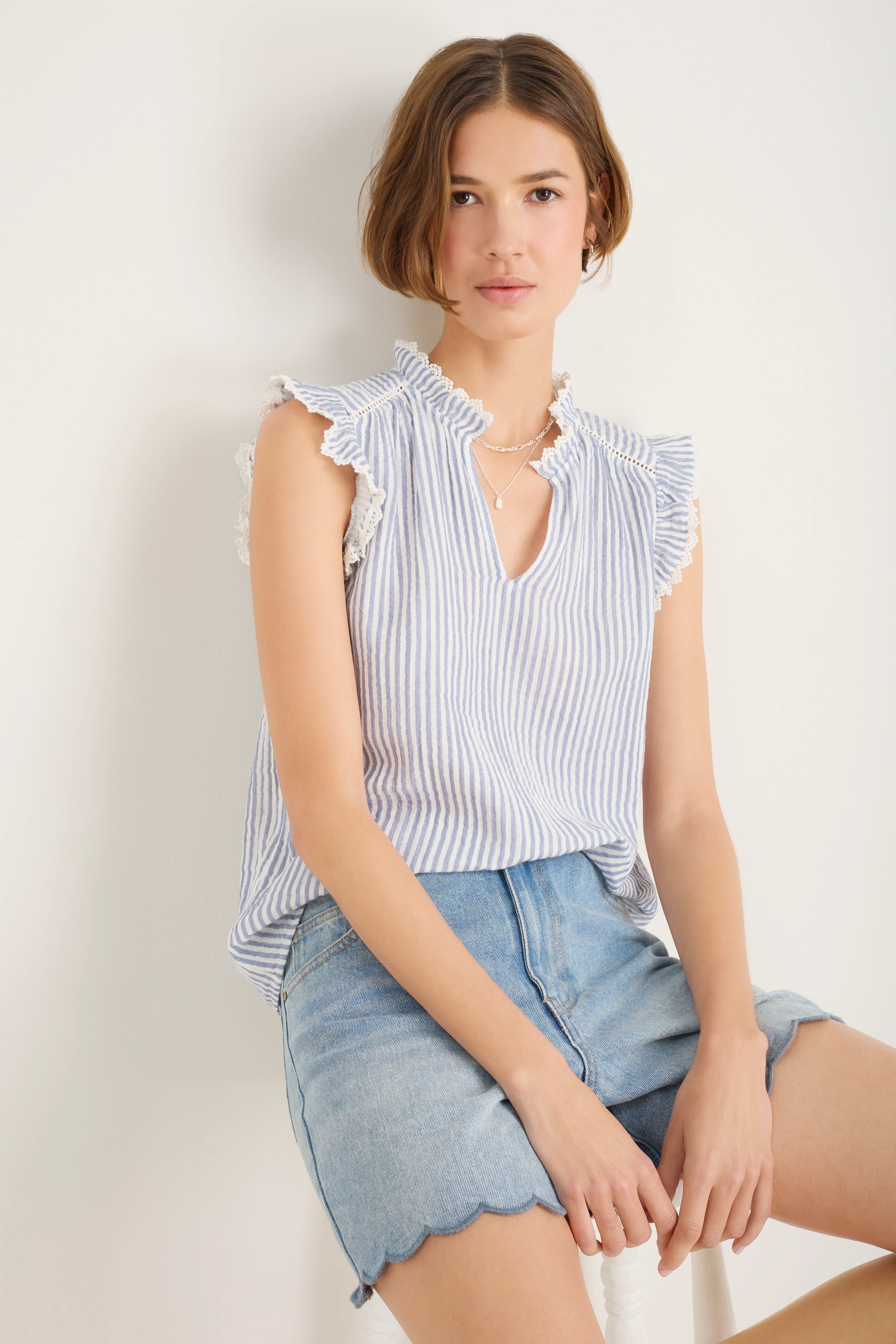 Marlow Top - Blue/Ivory Stripe - Image 3