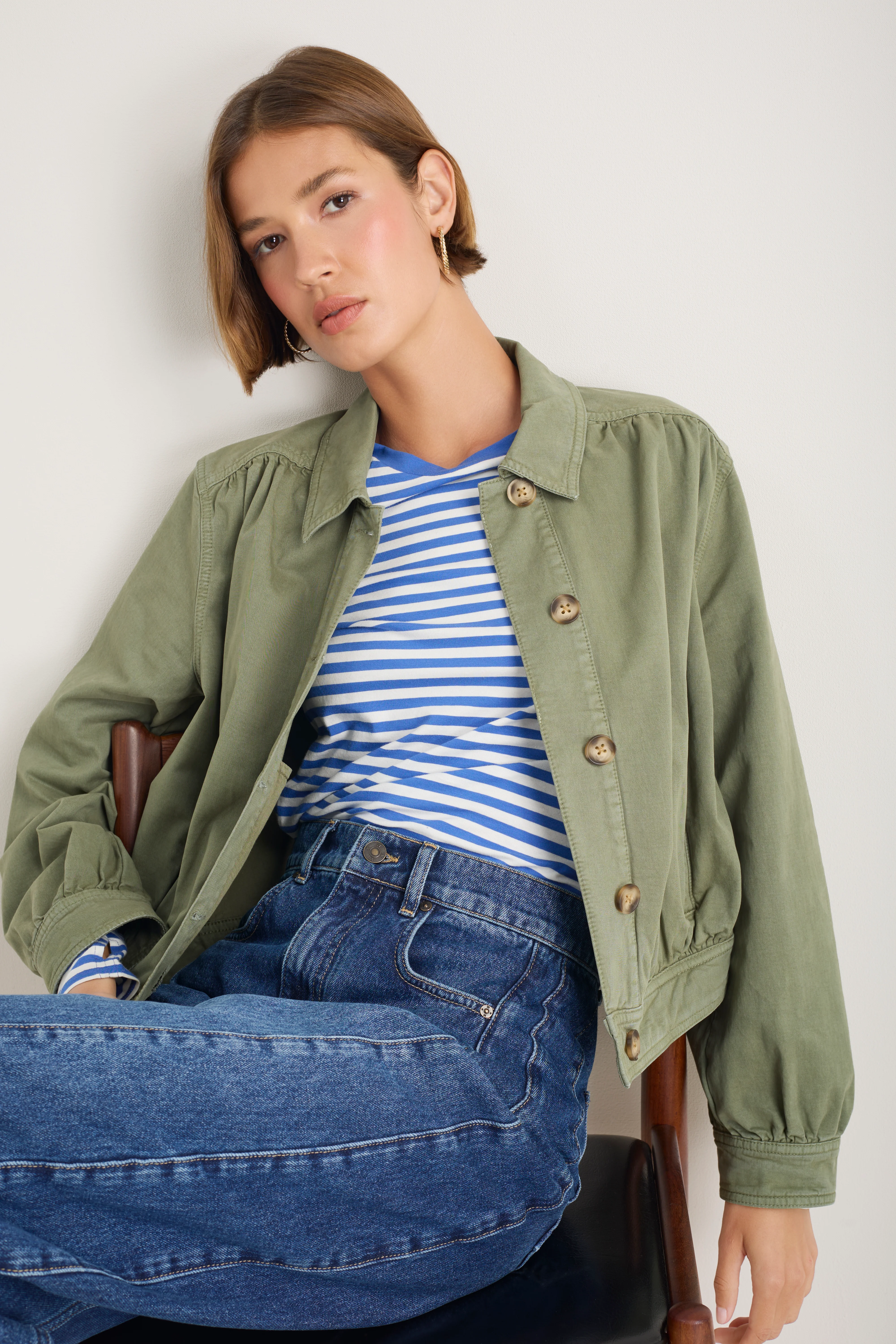 Marnie Long Sleeve Jersey Top - Cobalt/Ivory Stripe - Image 5