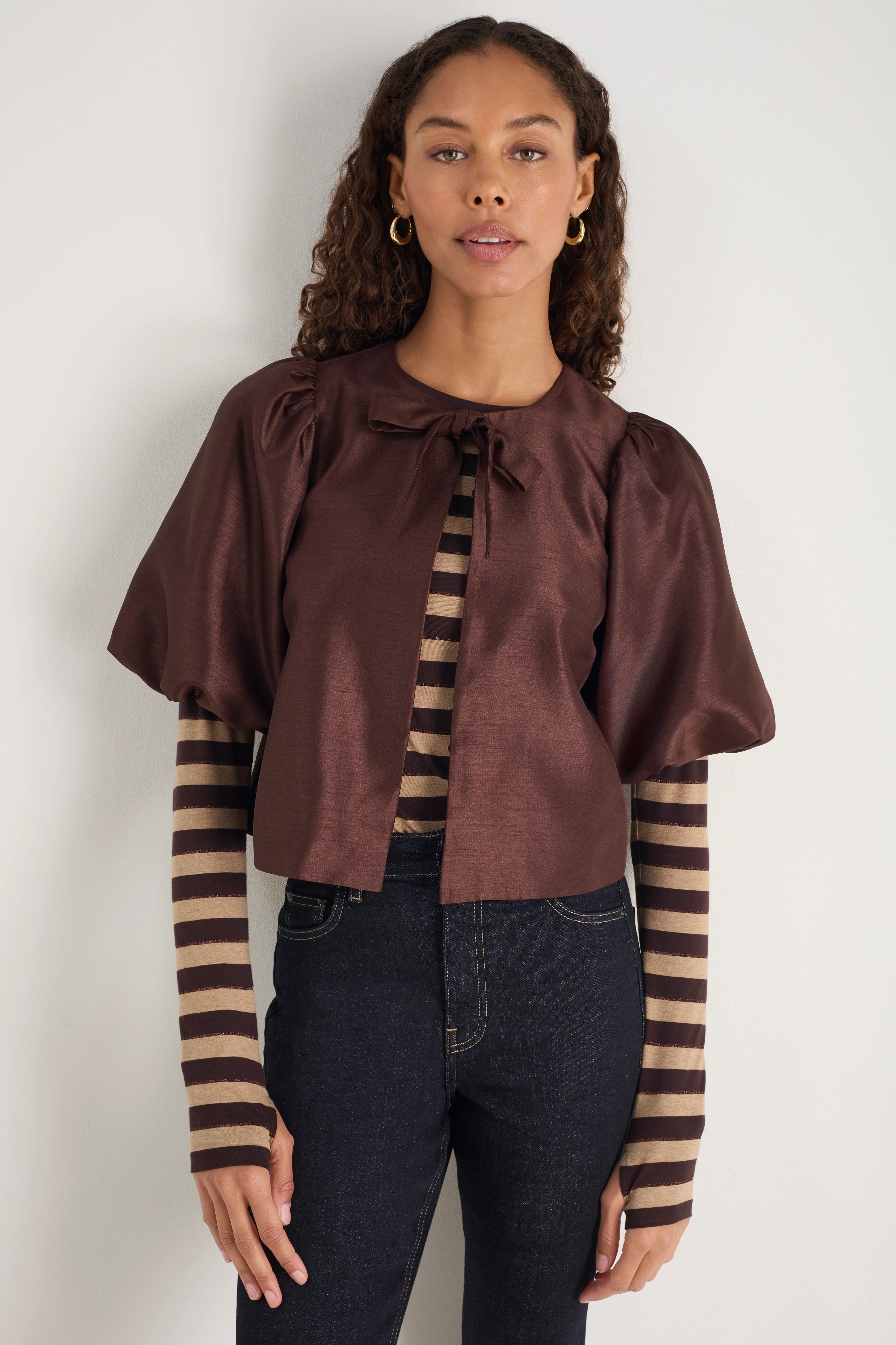 Marnie Long Sleeve Jersey Top - Metallic Stripe - Image 5