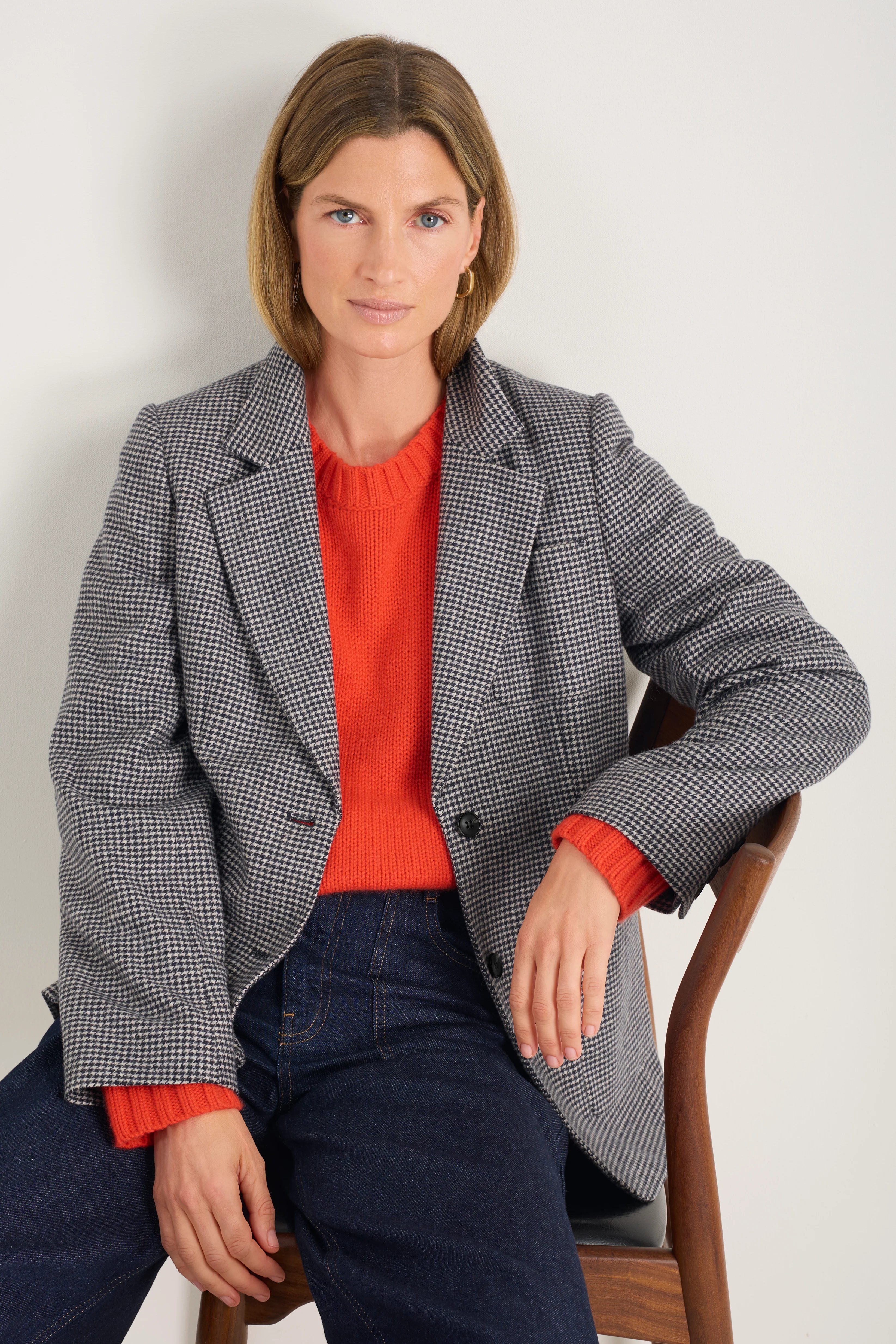 Melanie Dogtooth Blazer - Midnight/Stone Check - Image 3