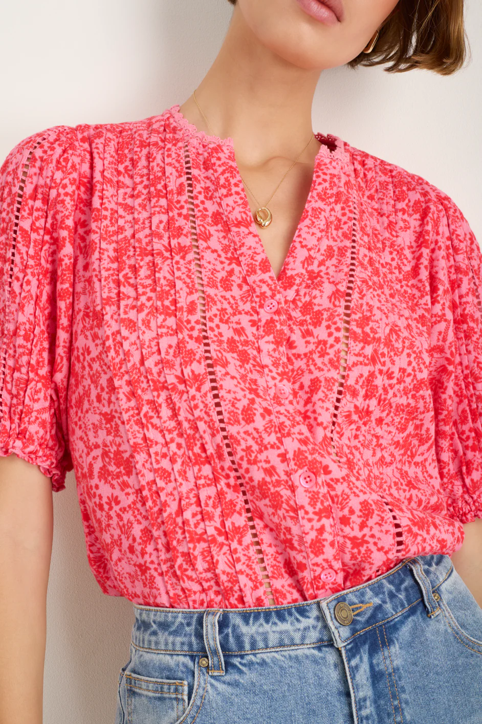 Melissa Blouse - Perfect Pink Daisy Floral - Image 2