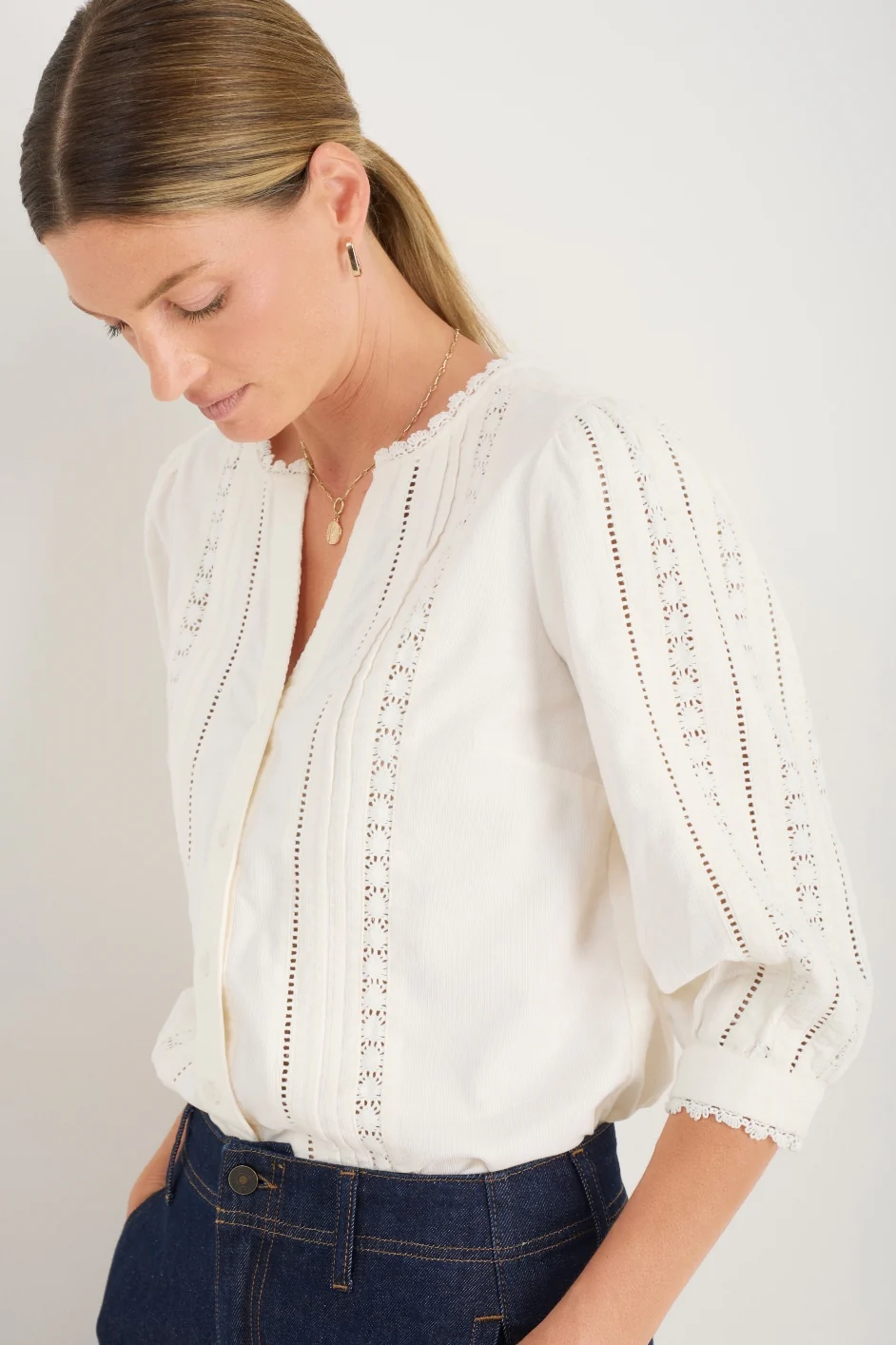Melissa Cord Blouse - Ivory - Image 2