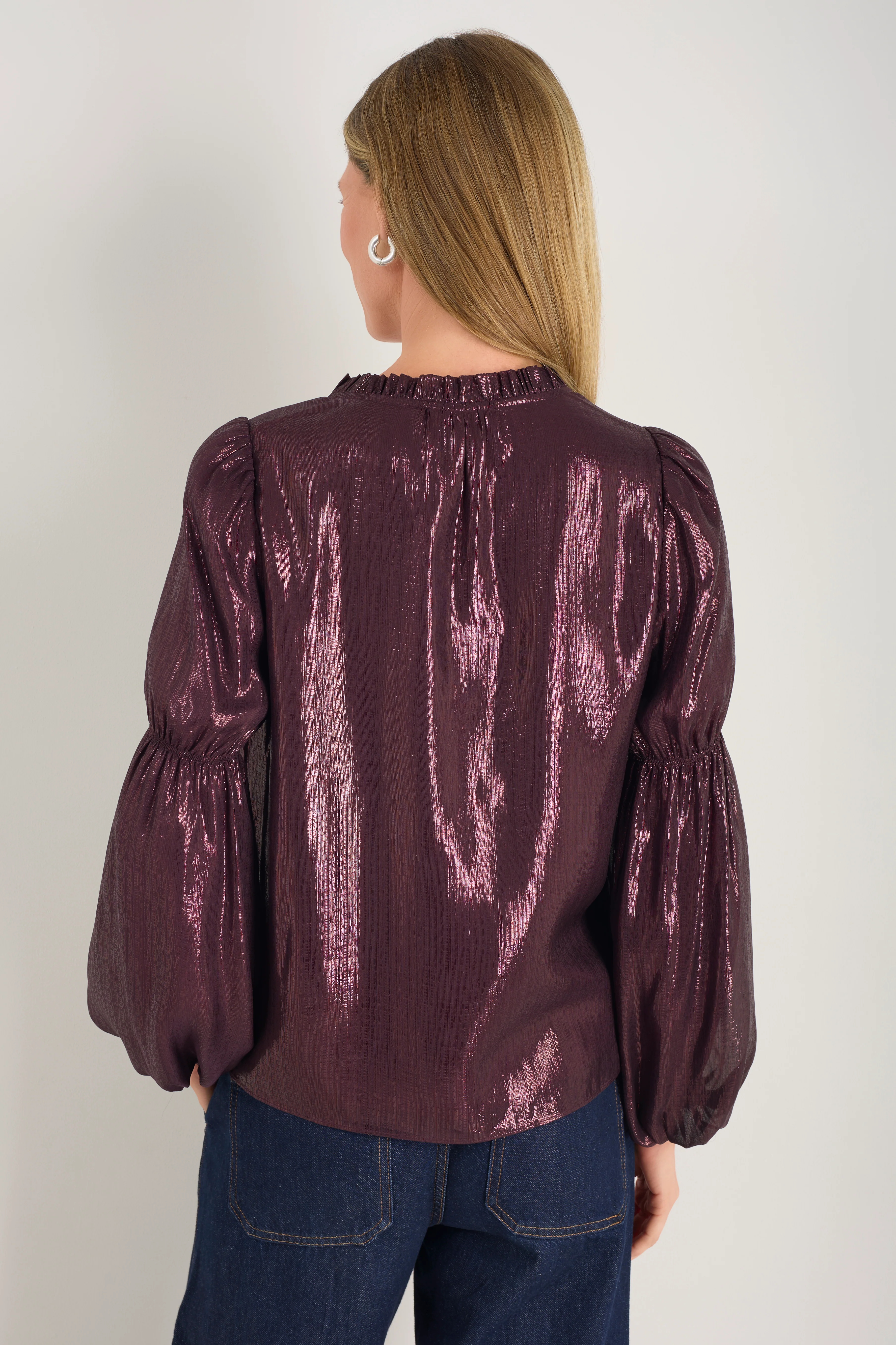 Melly Lame Blouse - Deep Fig - Image 3