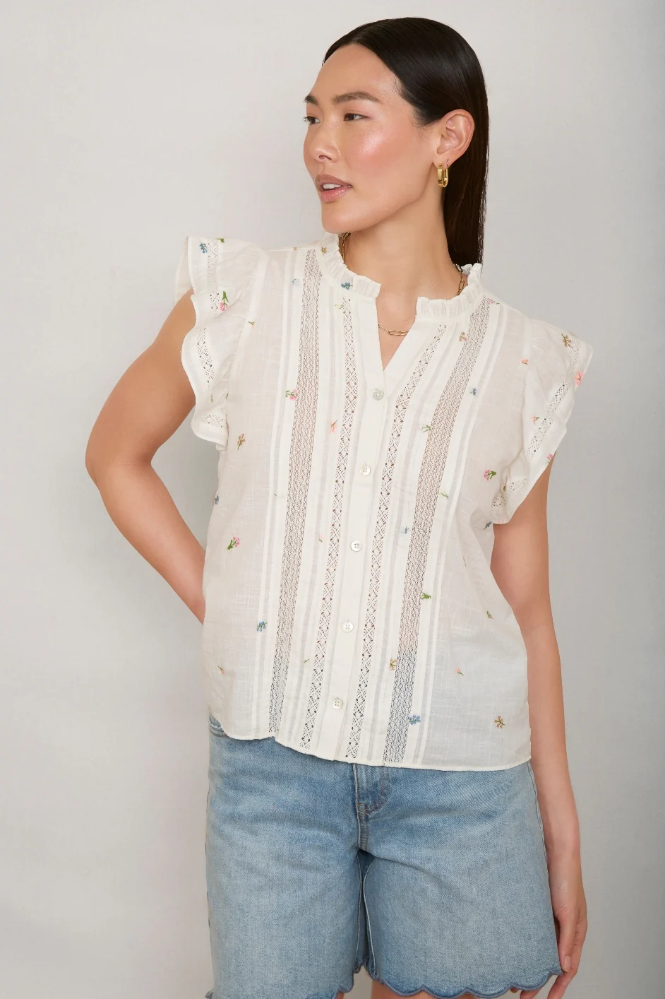 Melody Lace Top - Ivory Embroidered - Image 3