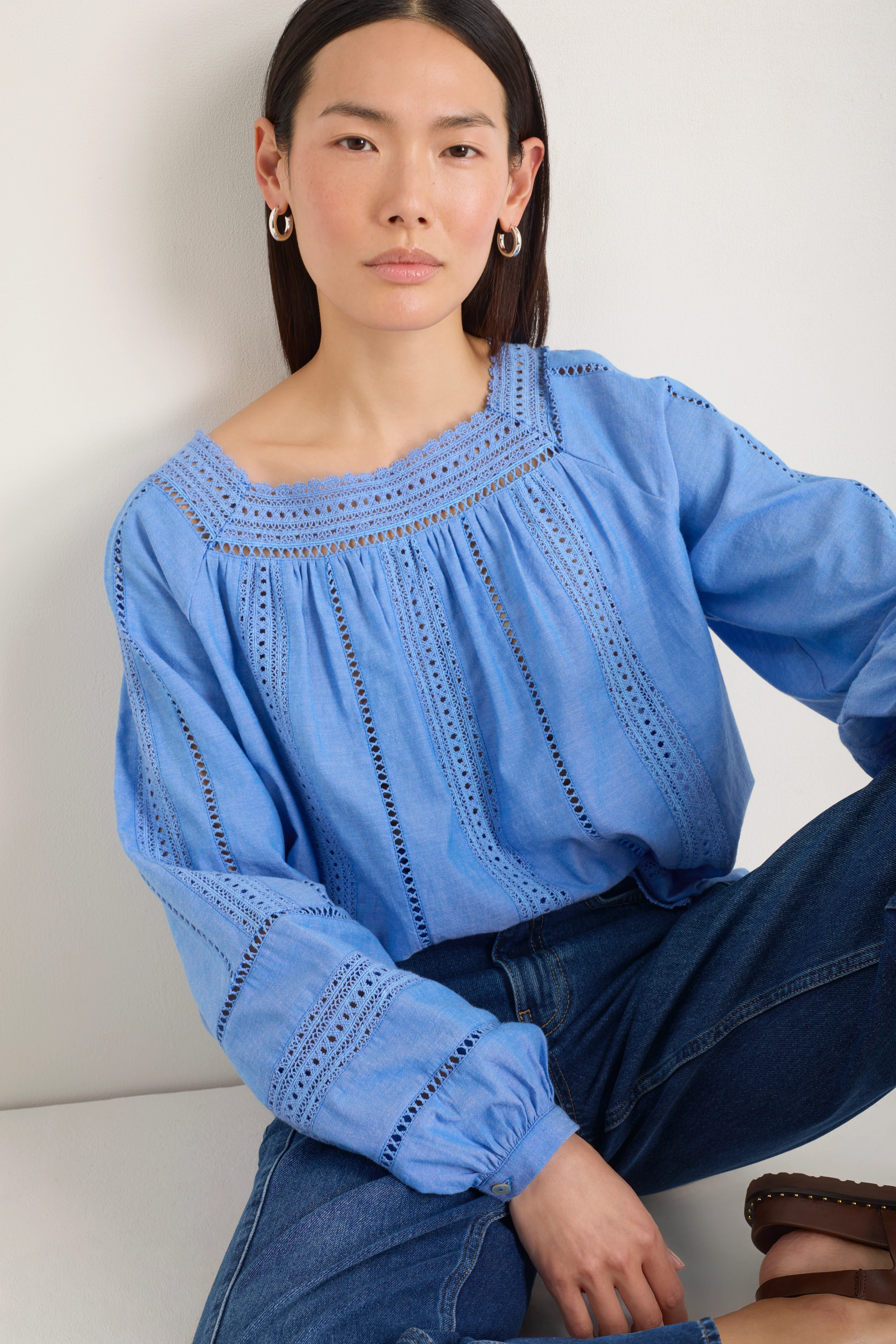 Melody Square Neck Top - Chambray Blue - Image 3