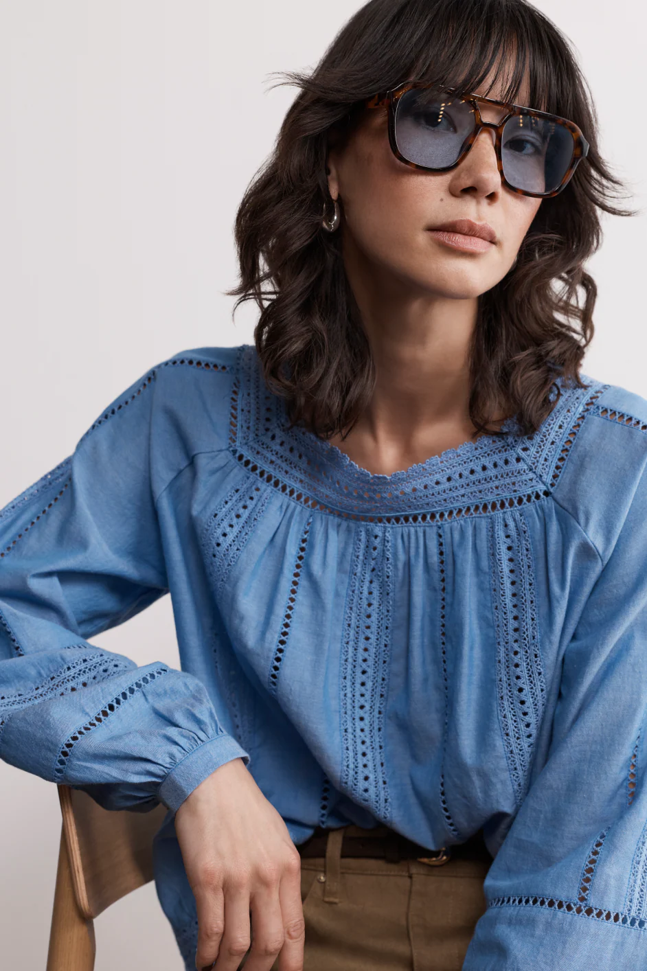 Melody Square Neck Top - Chambray Blue - Image 7