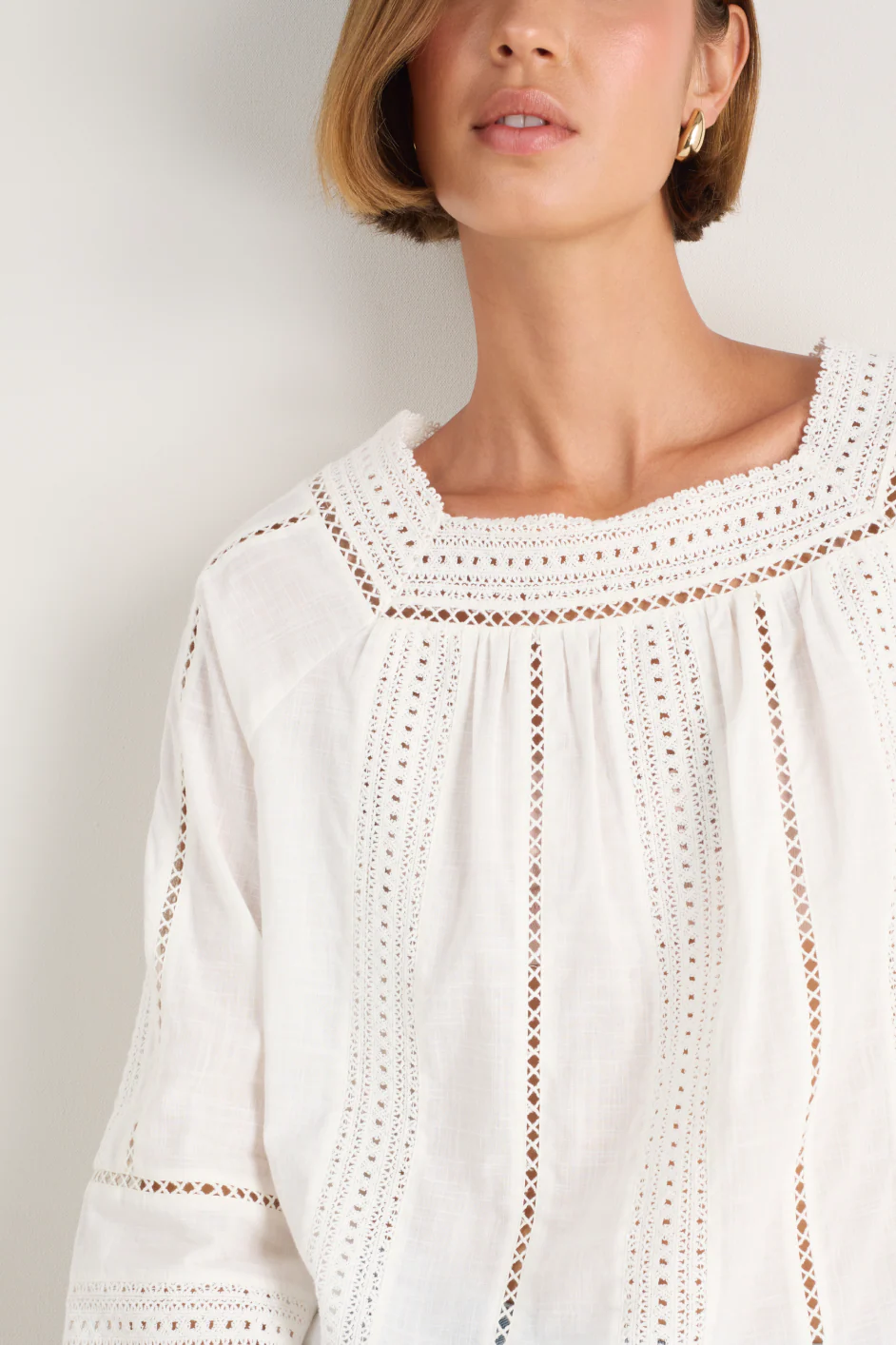 Melody Square Neck Top - Ivory - Image 2