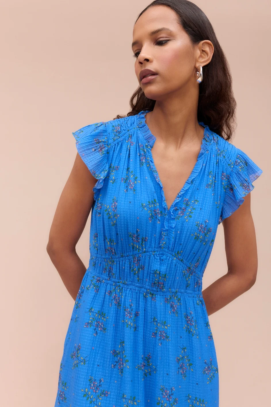 Miah Silk Blend Dress - Regatta Blue - Image 2