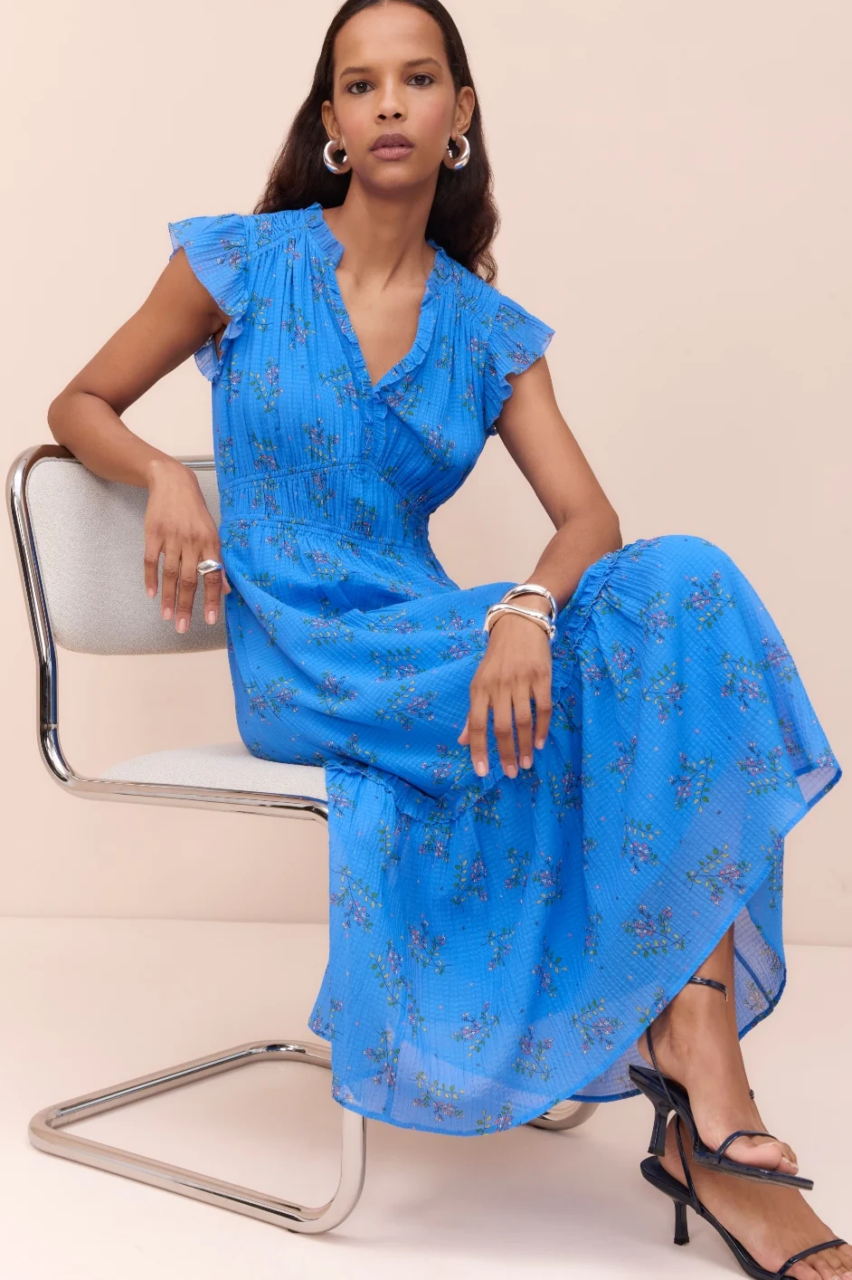Miah Silk Blend Dress - Regatta Blue - Image 3