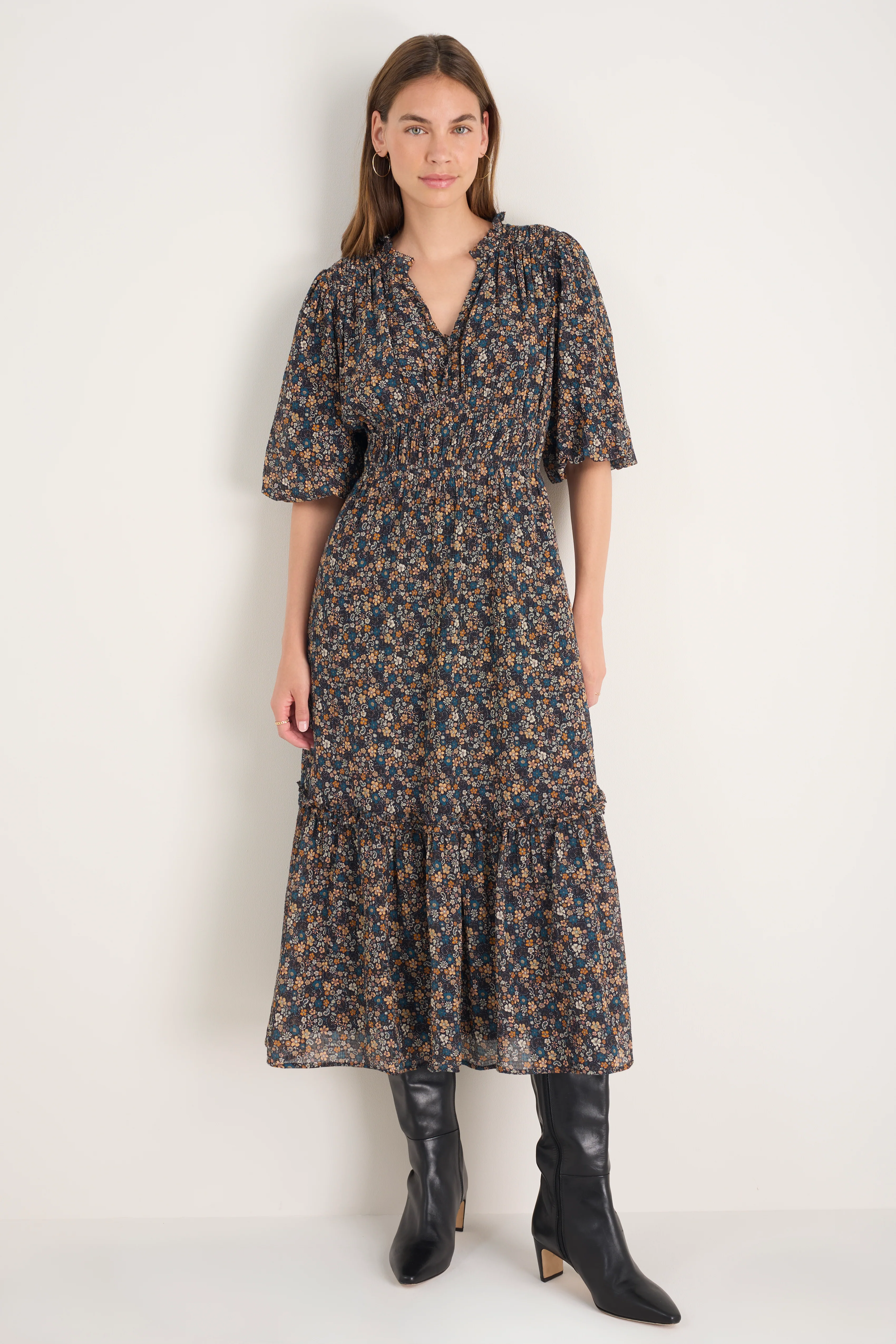 Miah Silk Blend Dress - Retro Floral Scarf - Image 4