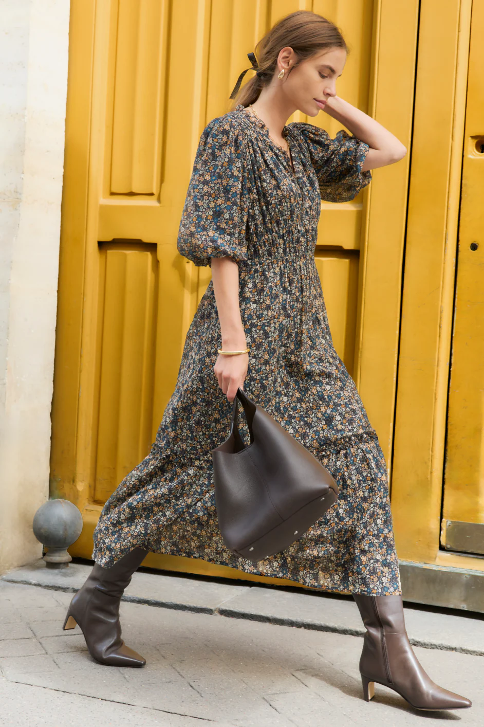 Miah Silk Blend Dress - Retro Floral Scarf - Image 7