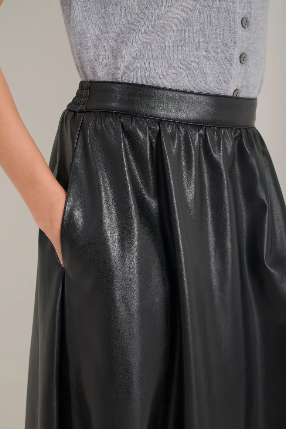 Mollie Faux Leather Skirt - Black - Image 2