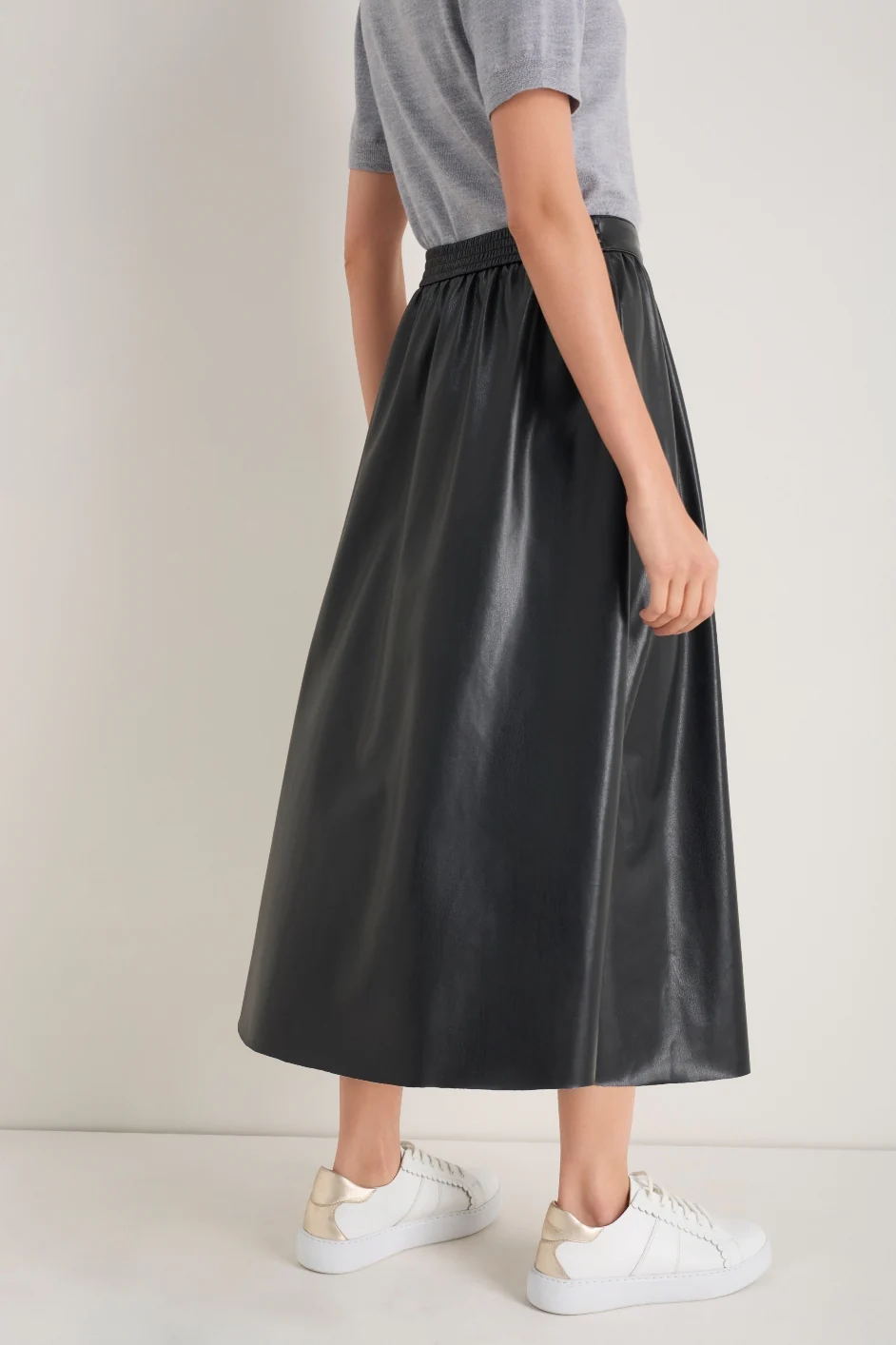 Mollie Faux Leather Skirt - Black - Image 4