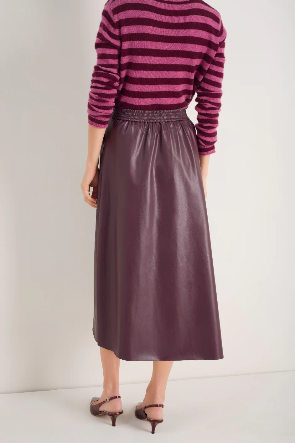 Mollie Faux Leather Skirt - Deep Fig - Image 5