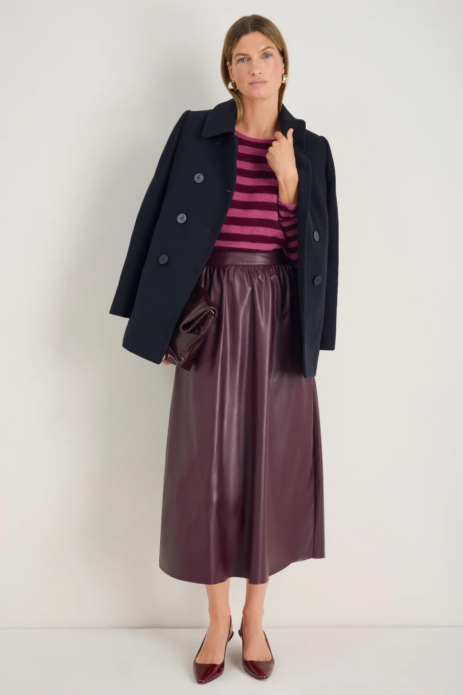 Mollie Faux Leather Skirt - Deep Fig - Image 7
