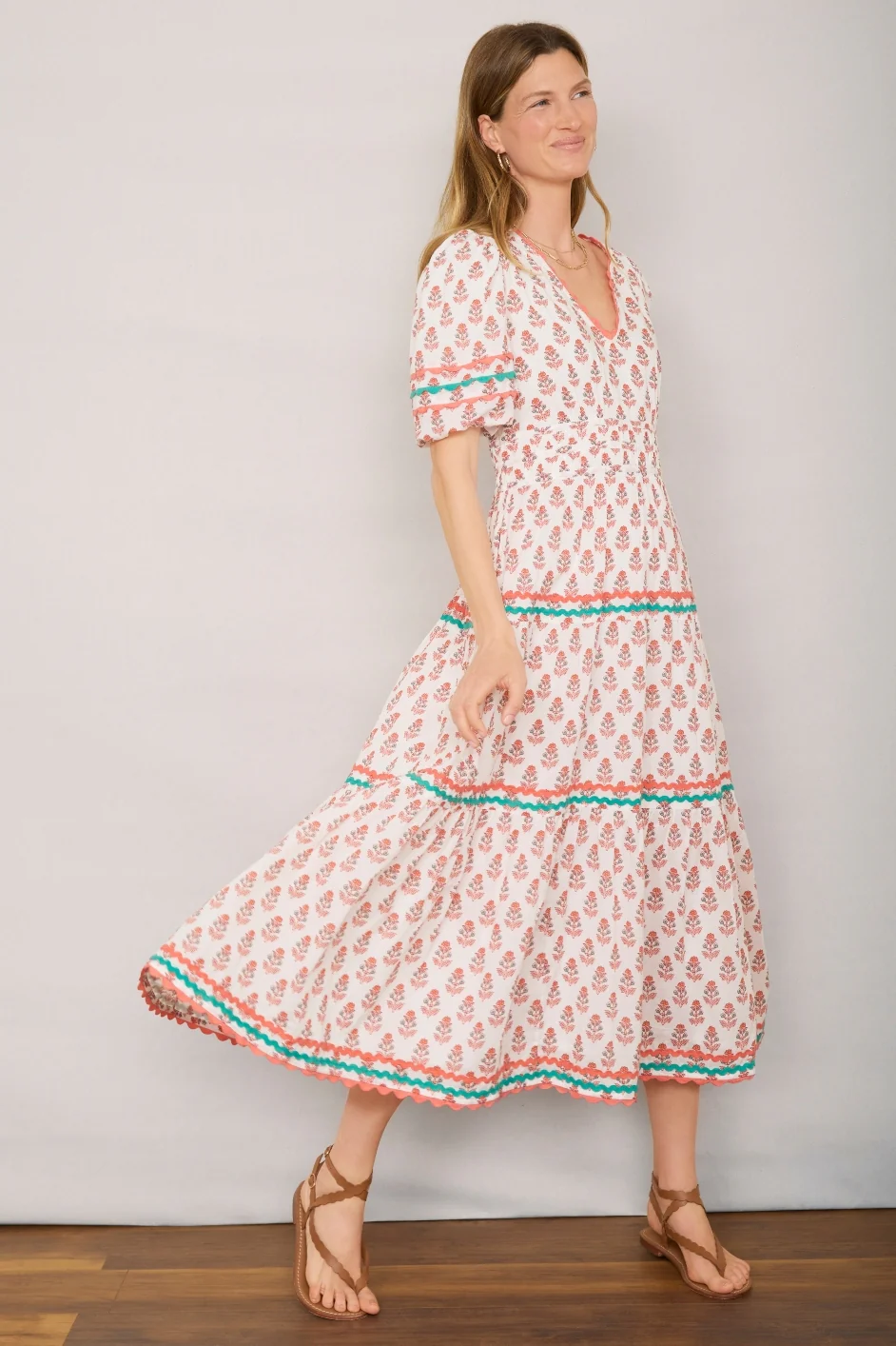 Narissa Dress - Ivory Woodblock Print