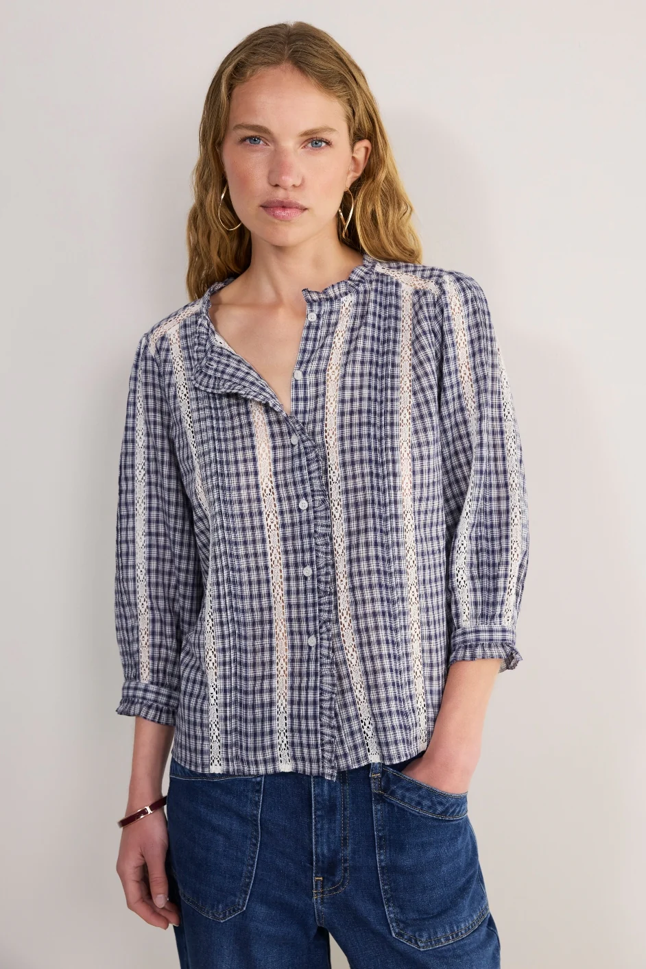 Nelly Blouse - Midnight/Ivory Check - Image 4