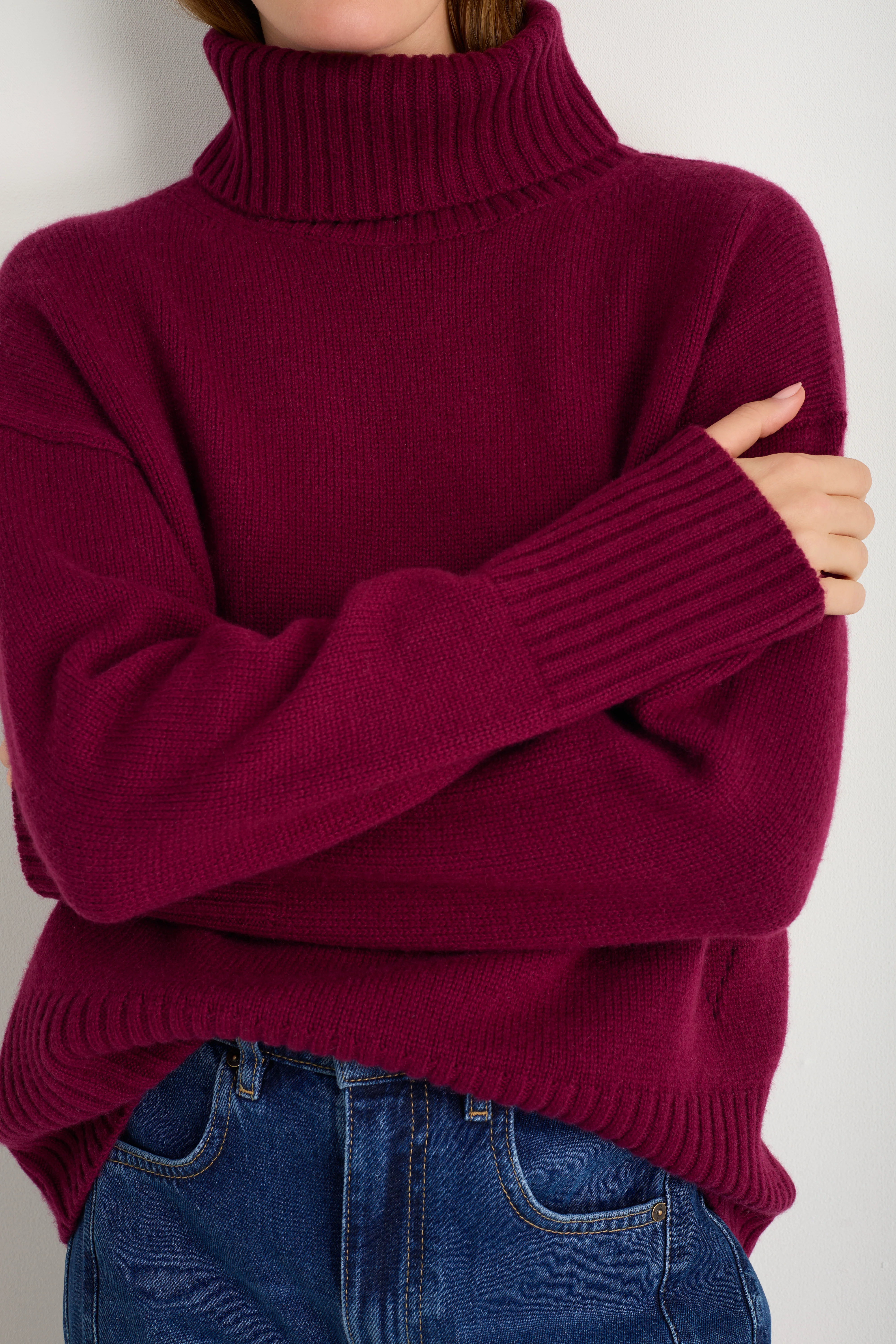 Nelly Roll Neck Jumper - Plum - Image 2