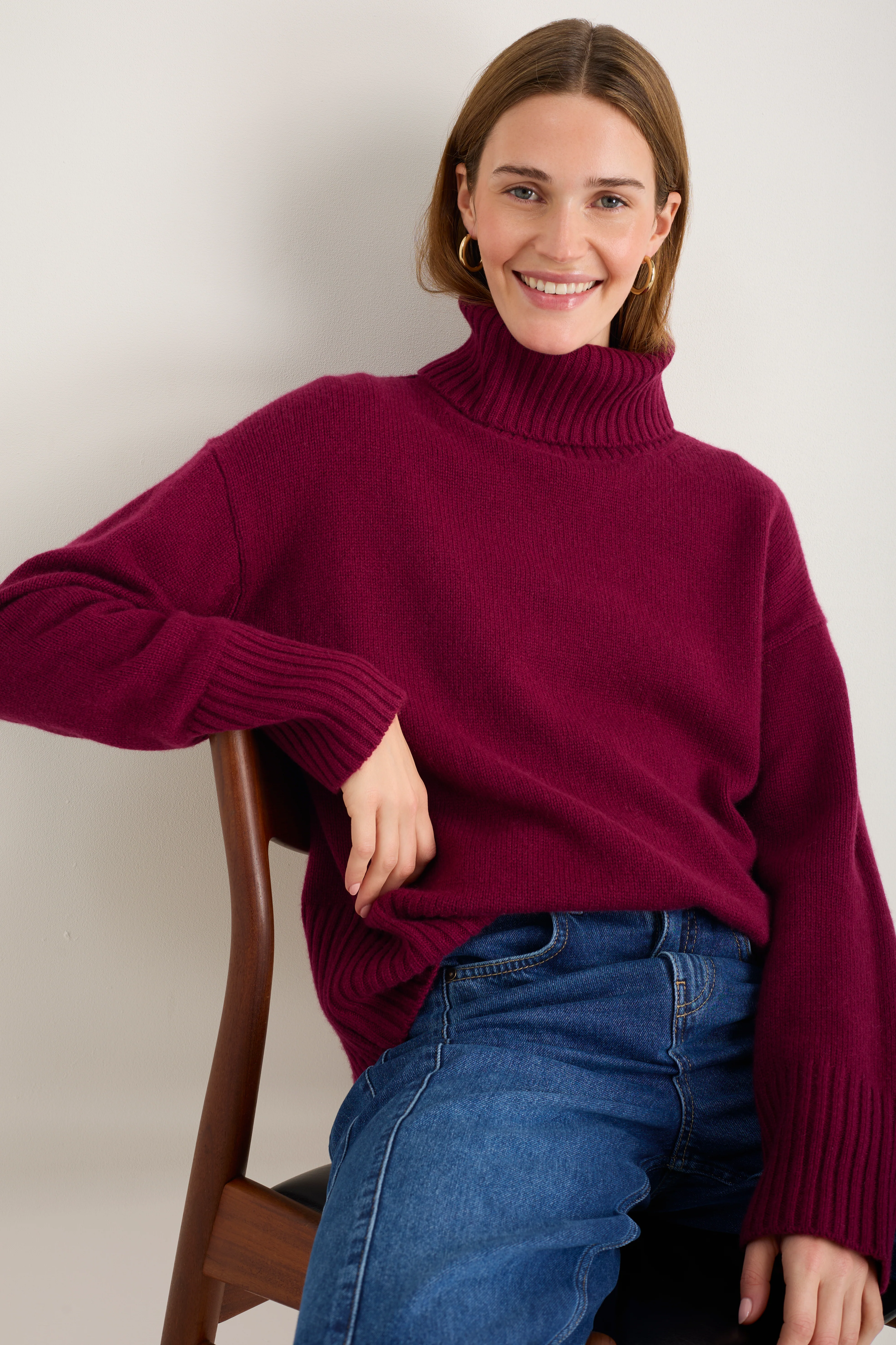 Nelly Roll Neck Jumper - Plum - Image 3