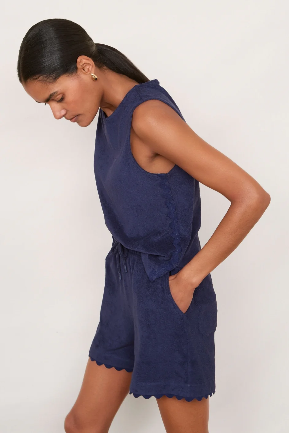 Nina Towelling Top - Midnight - Image 2