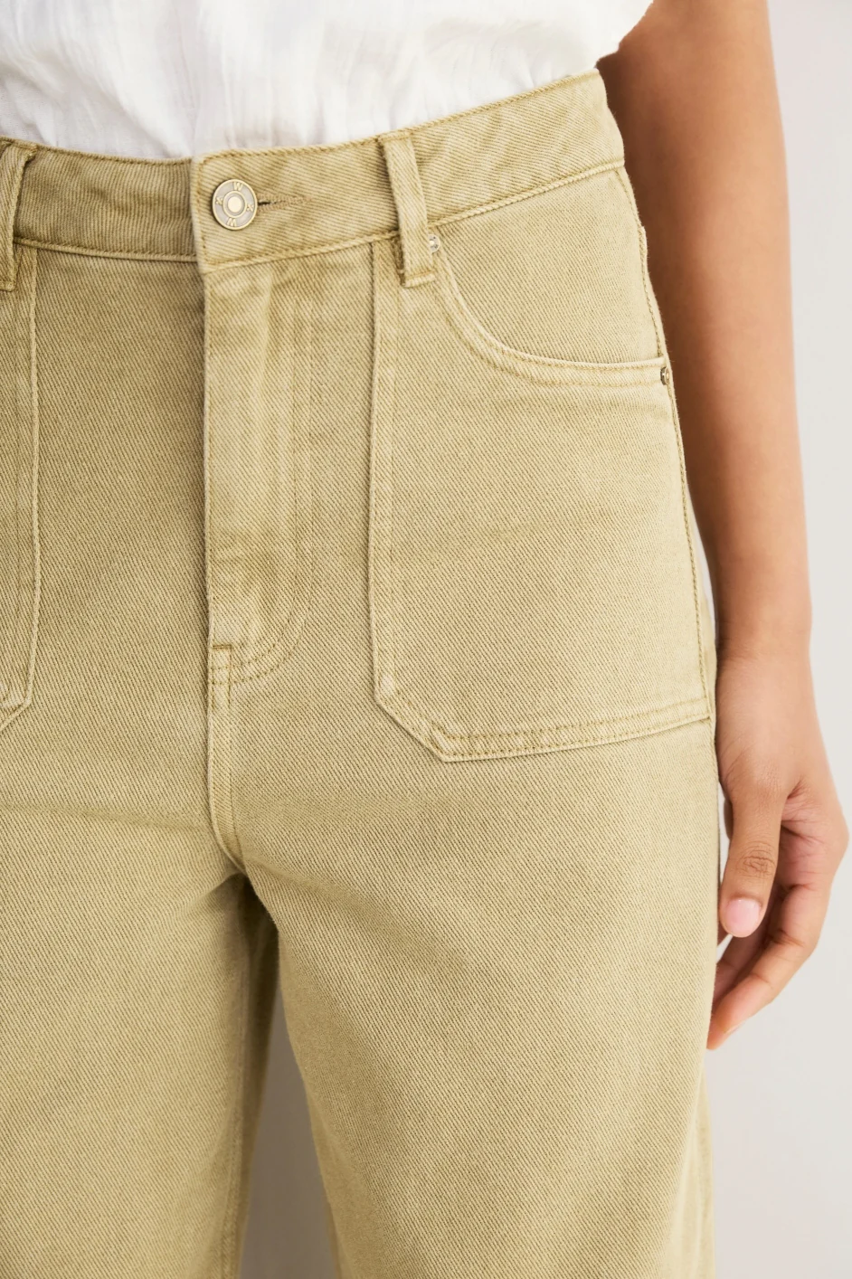 Noa Drawstring Hem Jean - Warm Khaki - Image 3