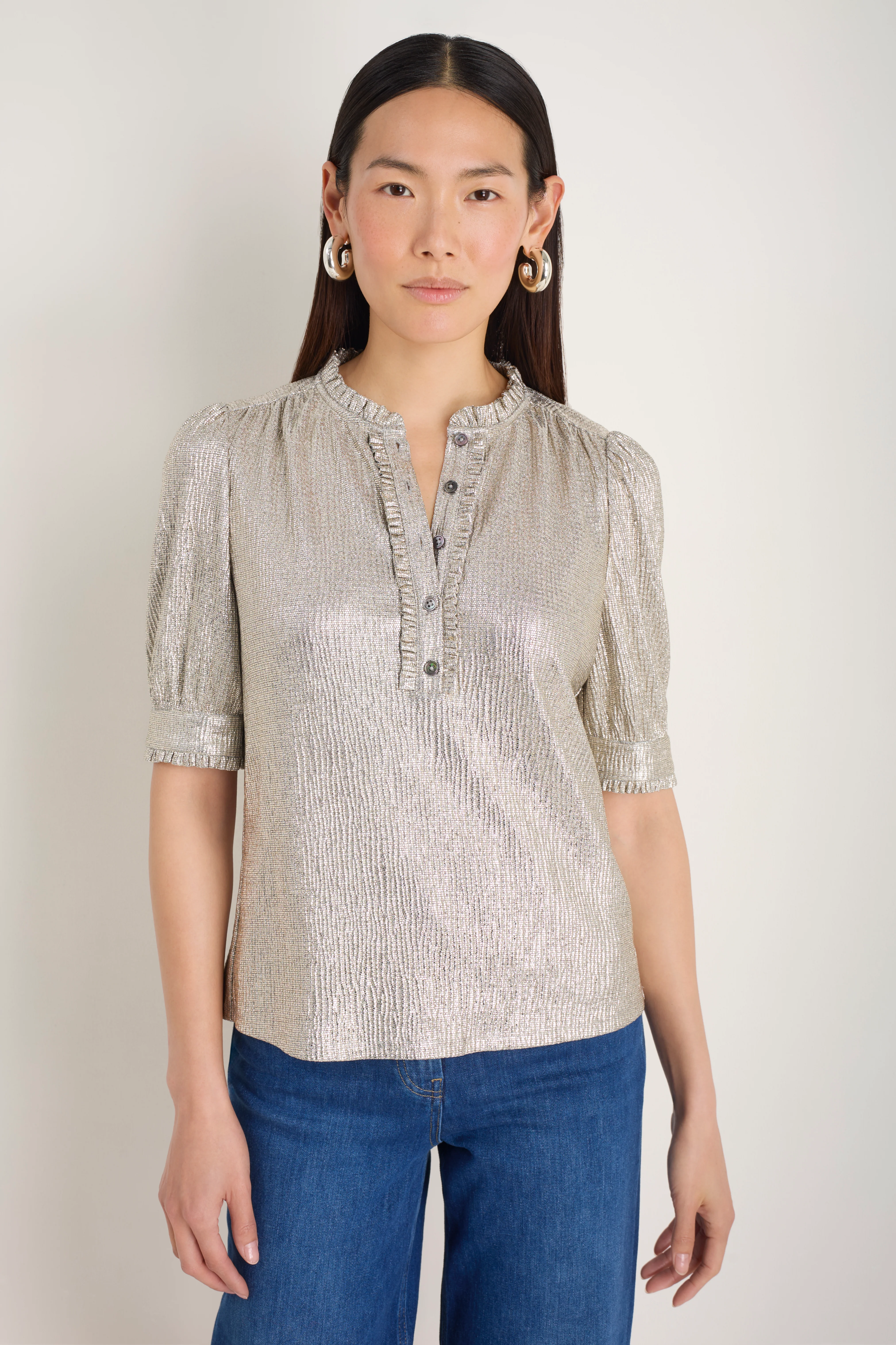 Noah Metallic Top - Champagne - Image 3