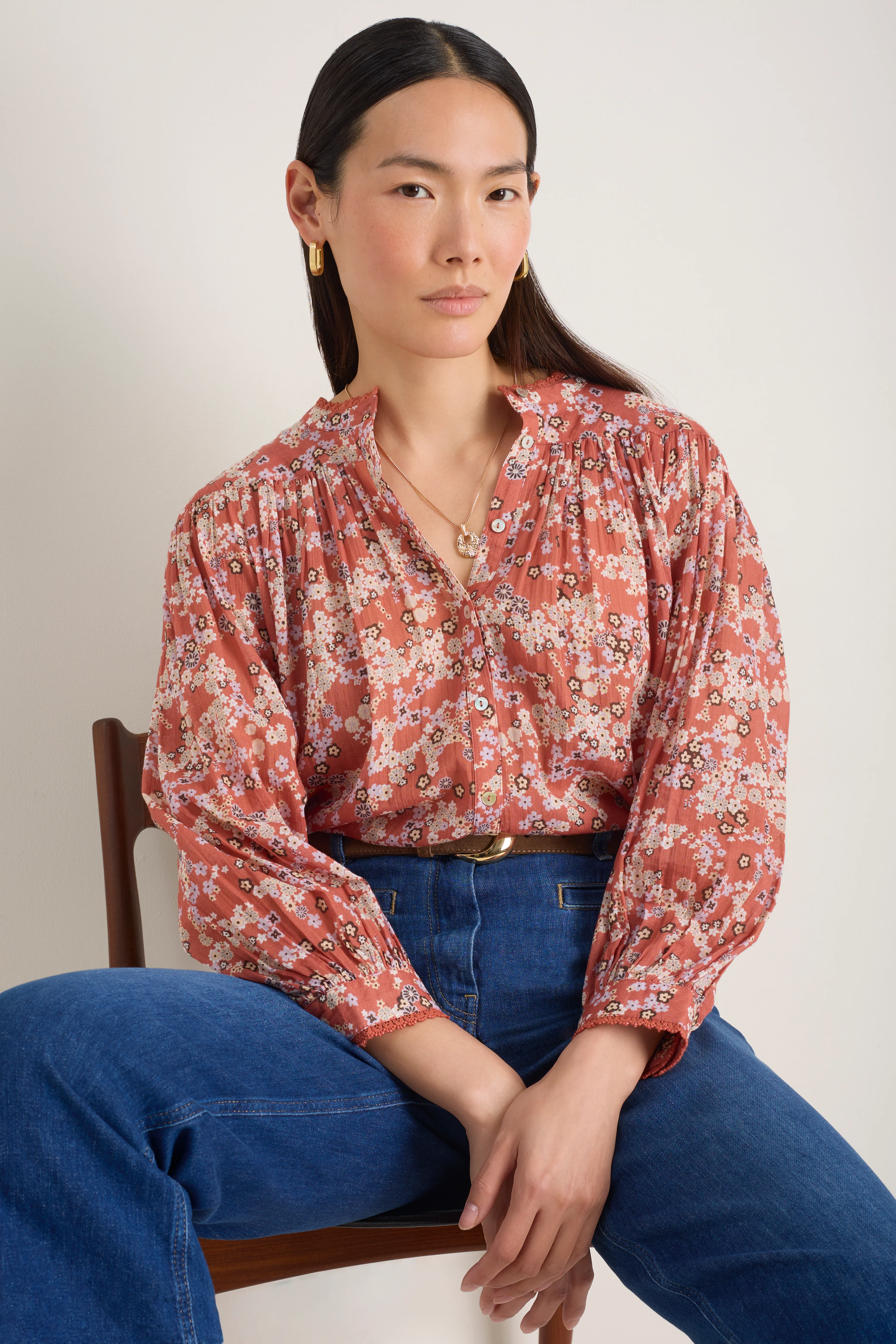 Nova Blouse - Warm Clay Layered Ditsy - Image 3