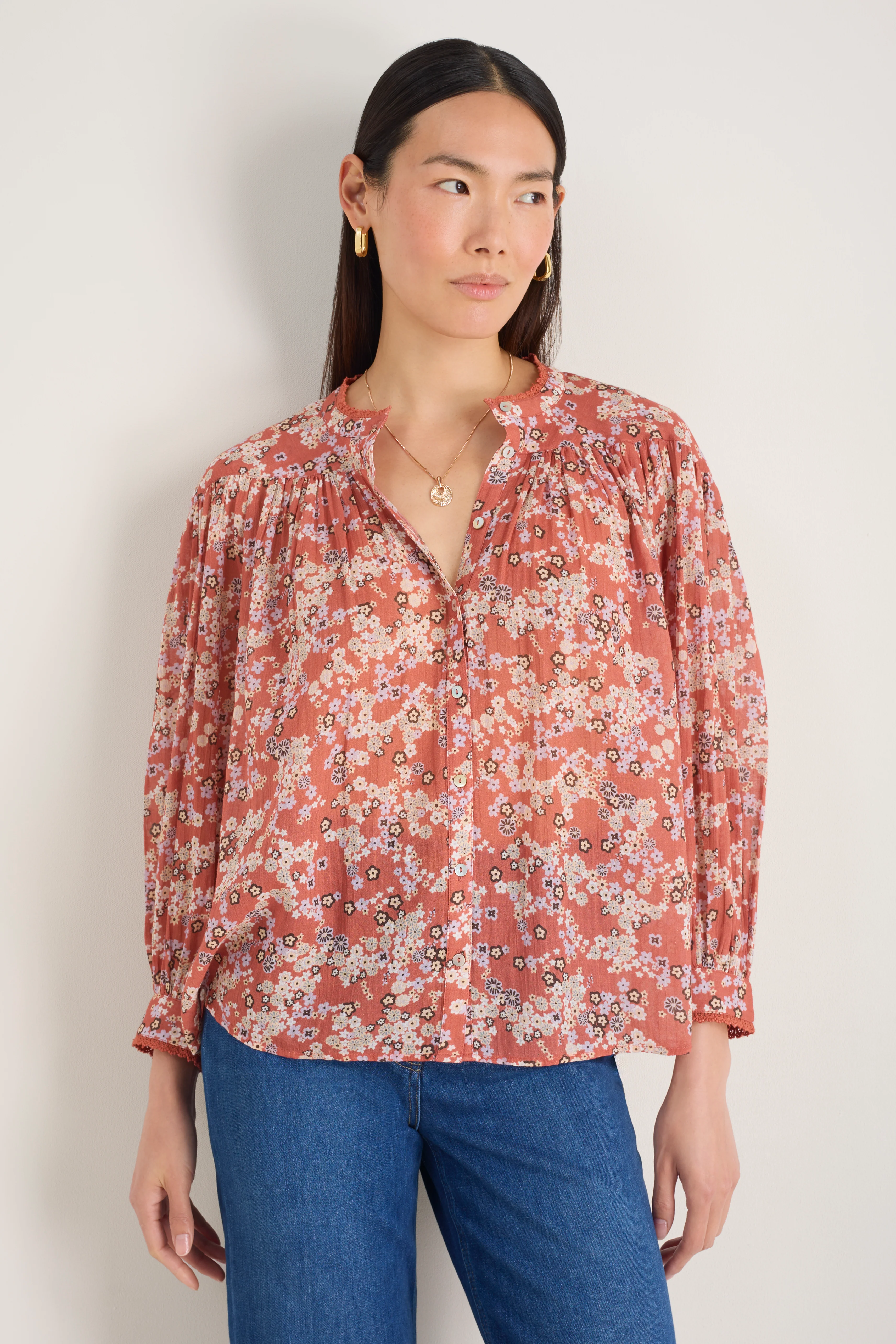 Nova Blouse - Warm Clay Layered Ditsy - Image 6