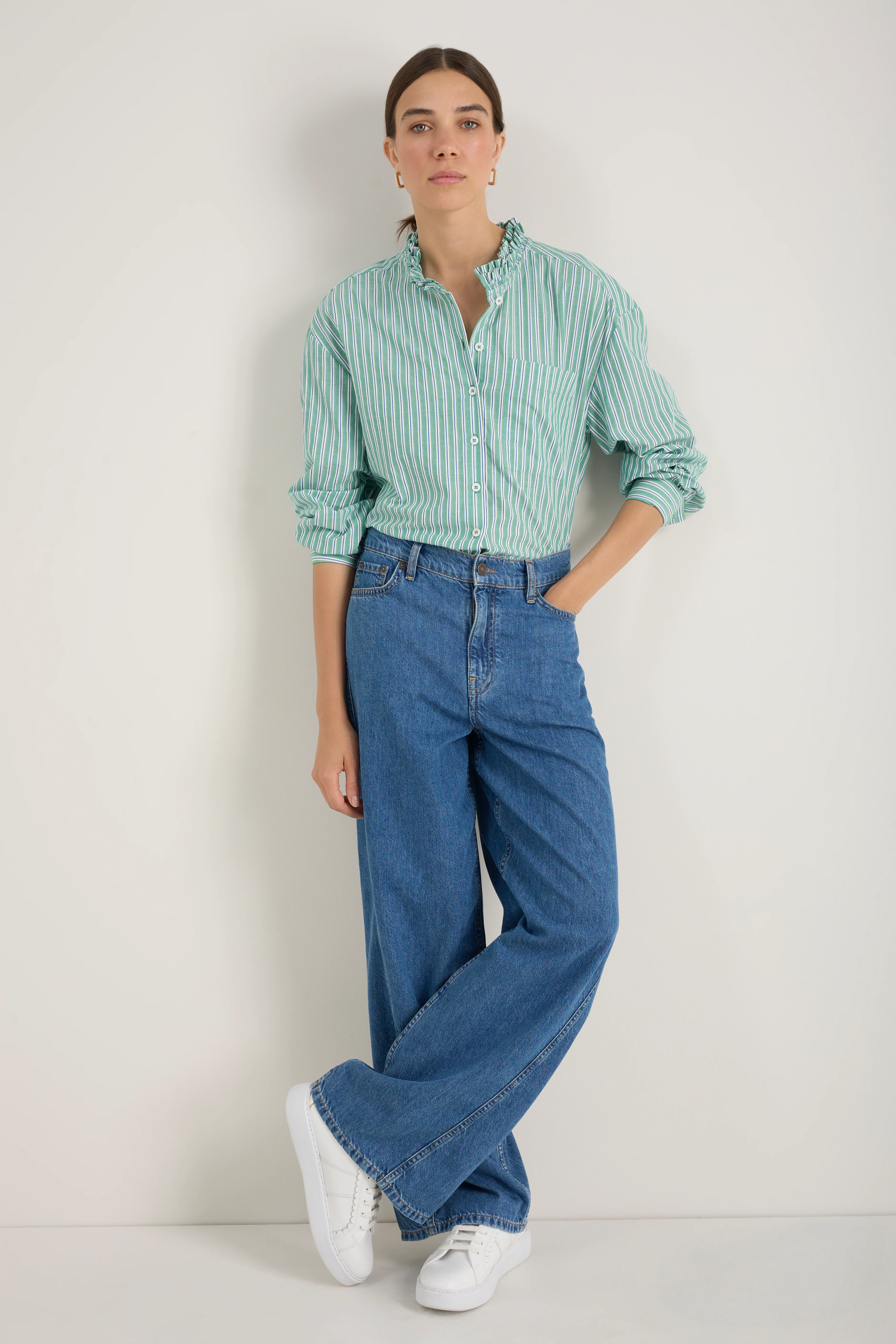 Orla Shirt - Green/Cobalt/Ivory Stripe - Image 2