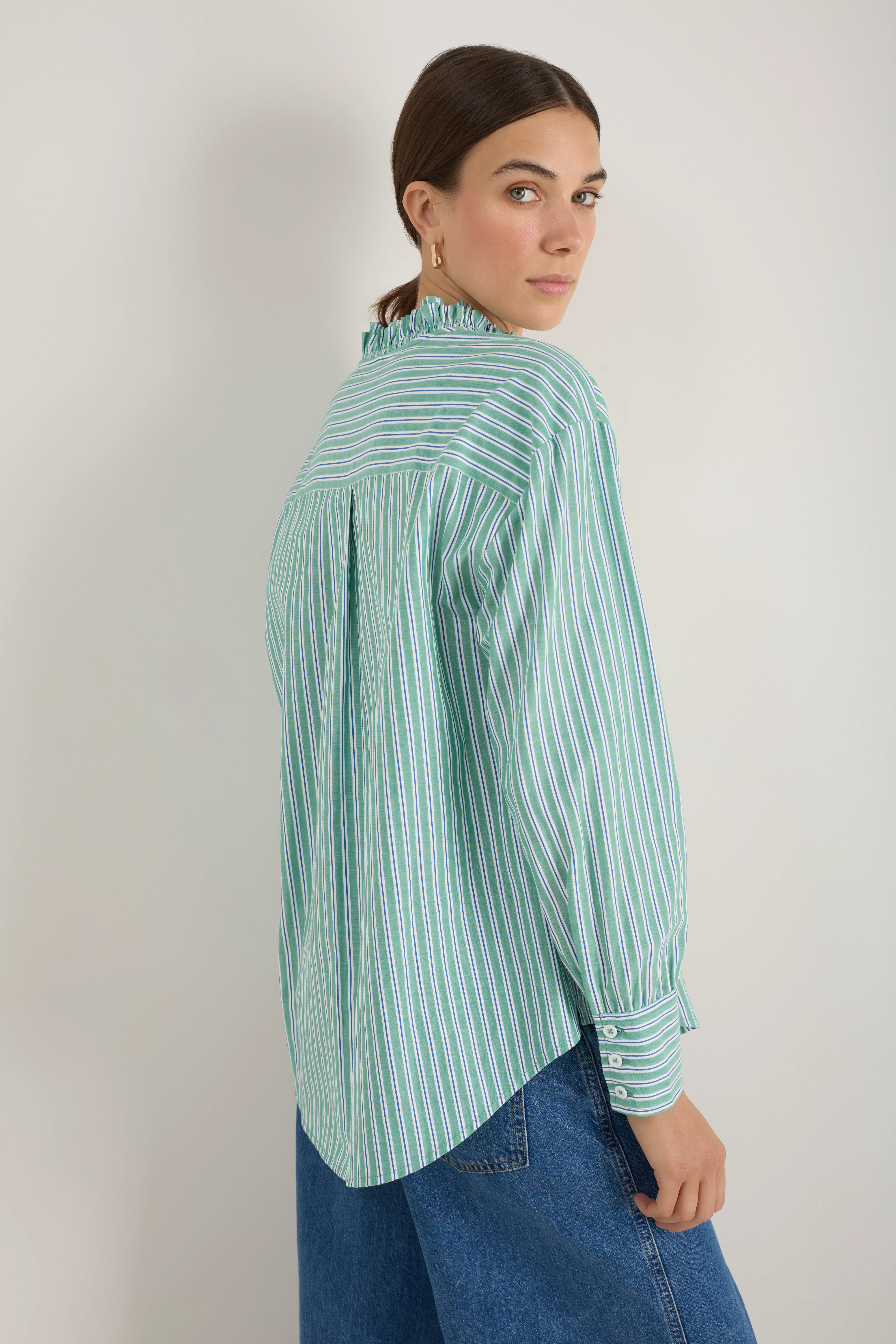 Orla Shirt - Green/Cobalt/Ivory Stripe - Image 3