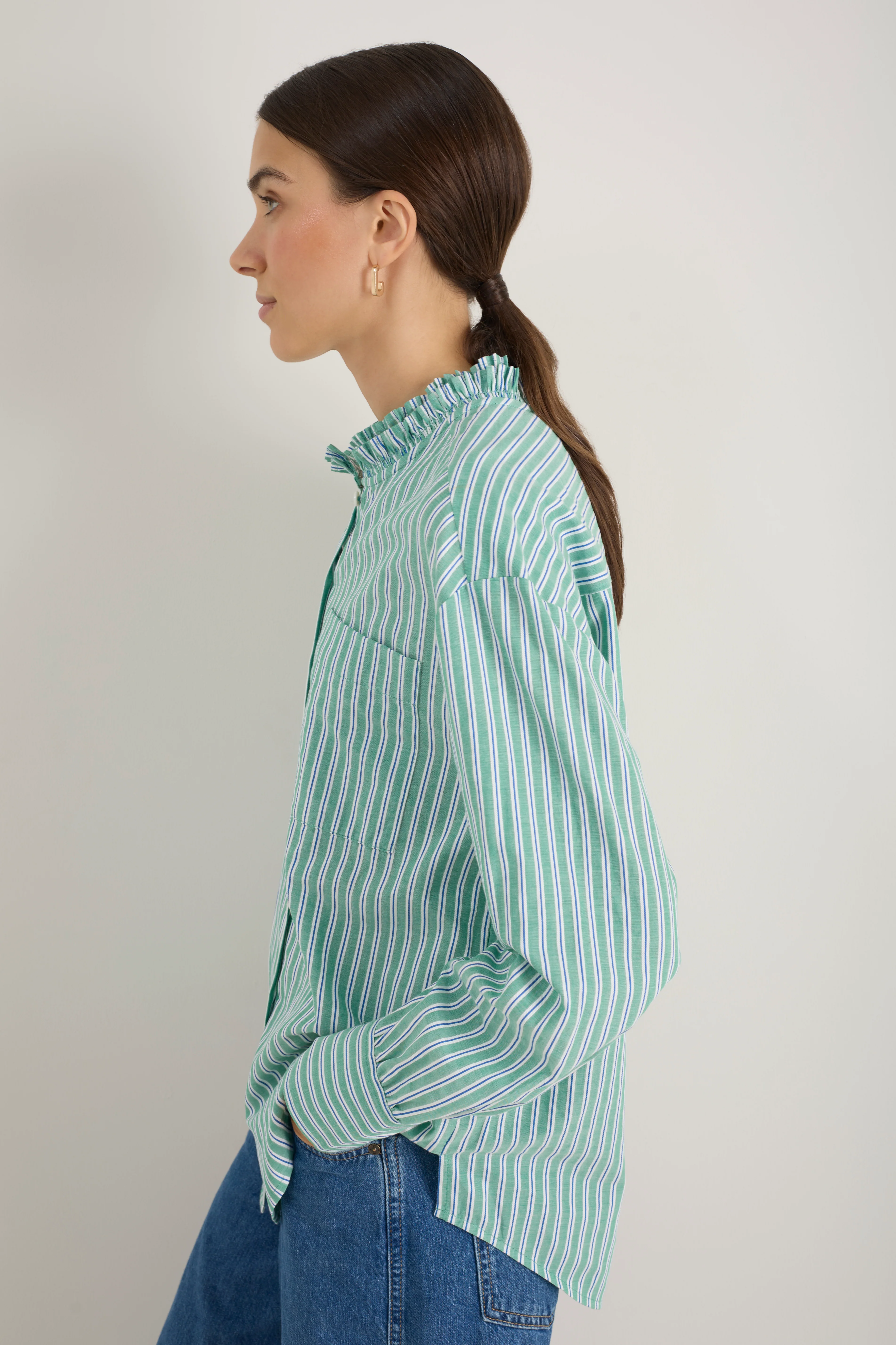 Orla Shirt - Green/Cobalt/Ivory Stripe - Image 4