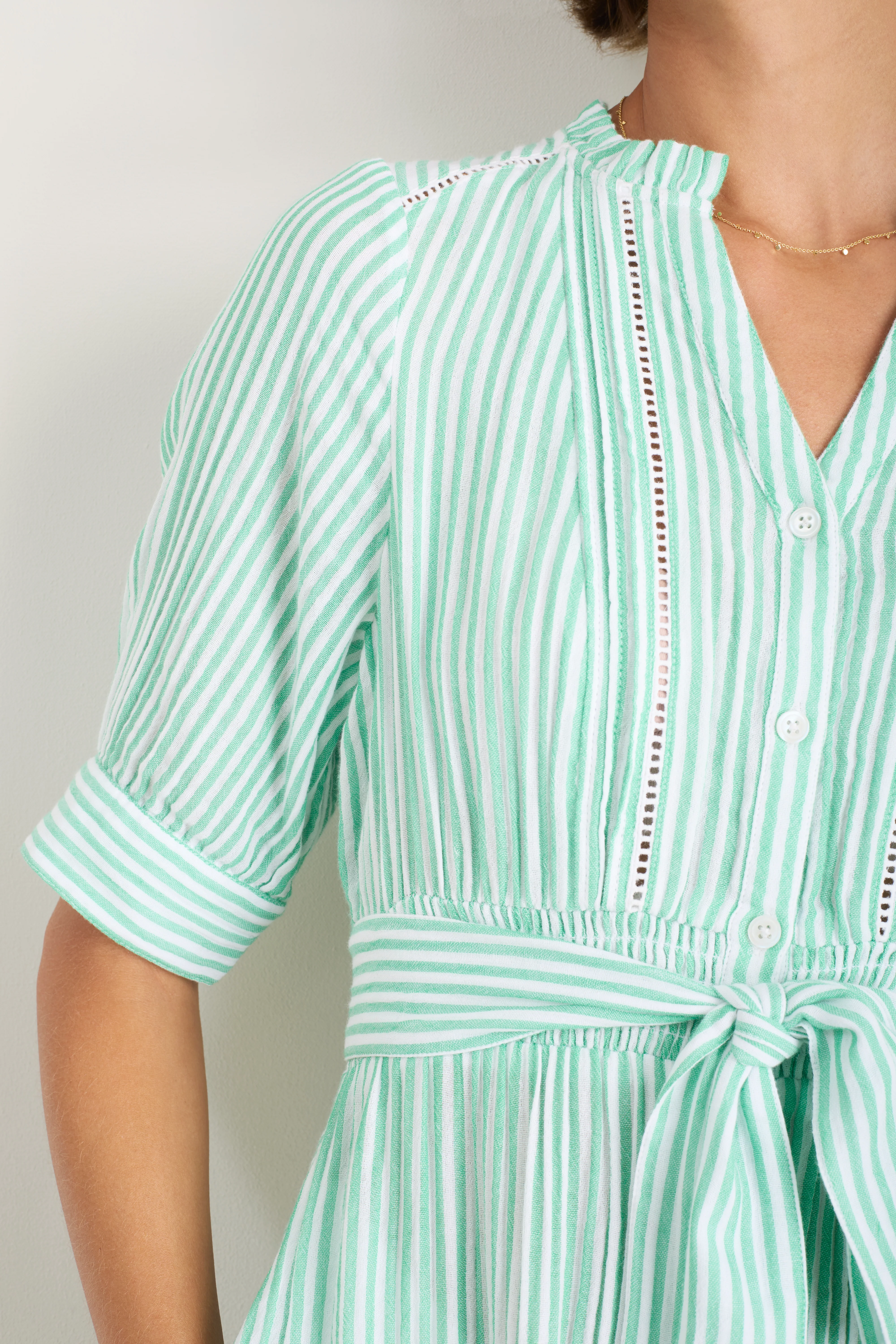 Otti Midi Dress - Jade Green/White Stripe - Image 4