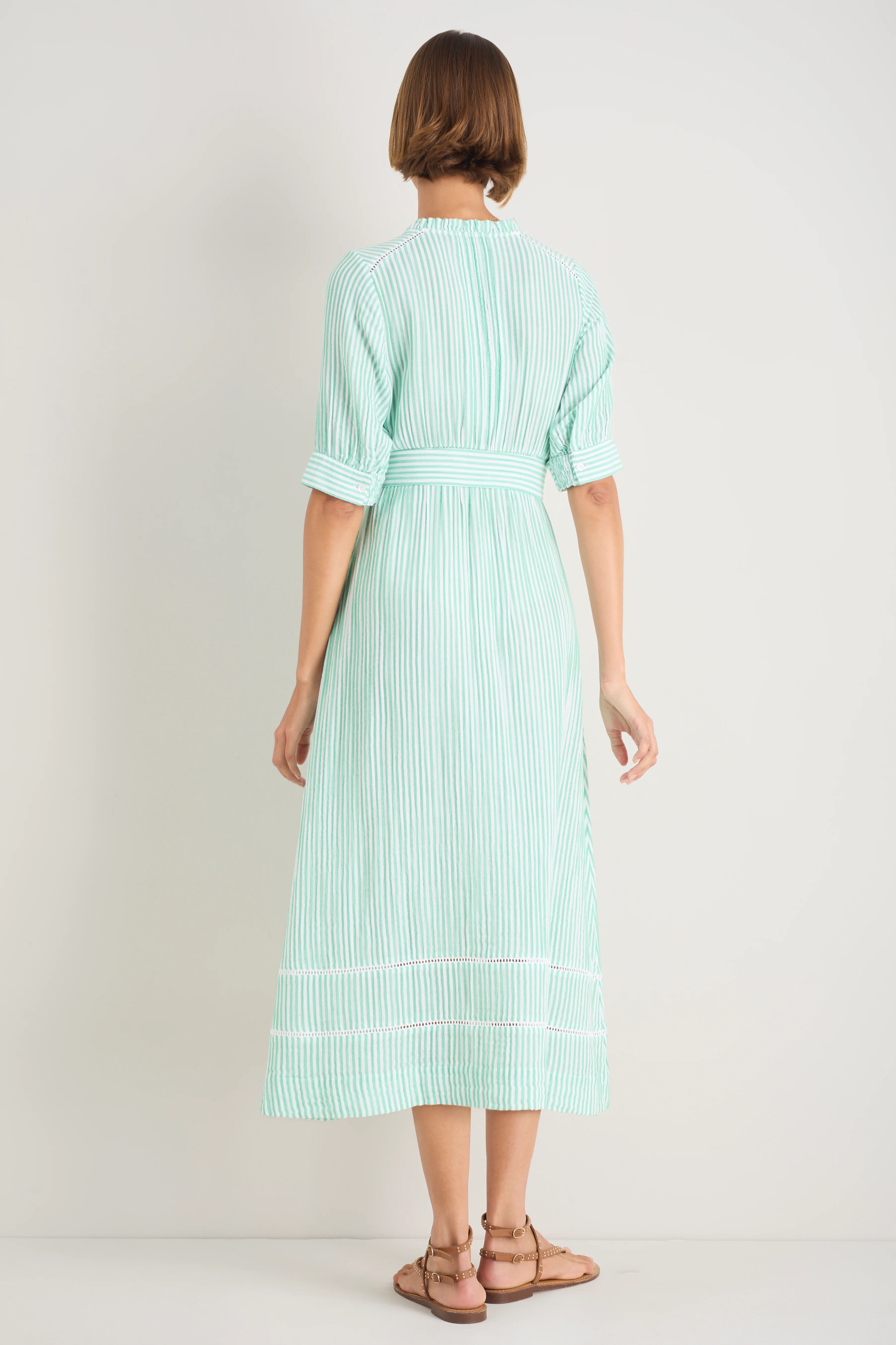 Otti Midi Dress - Jade Green/White Stripe - Image 8