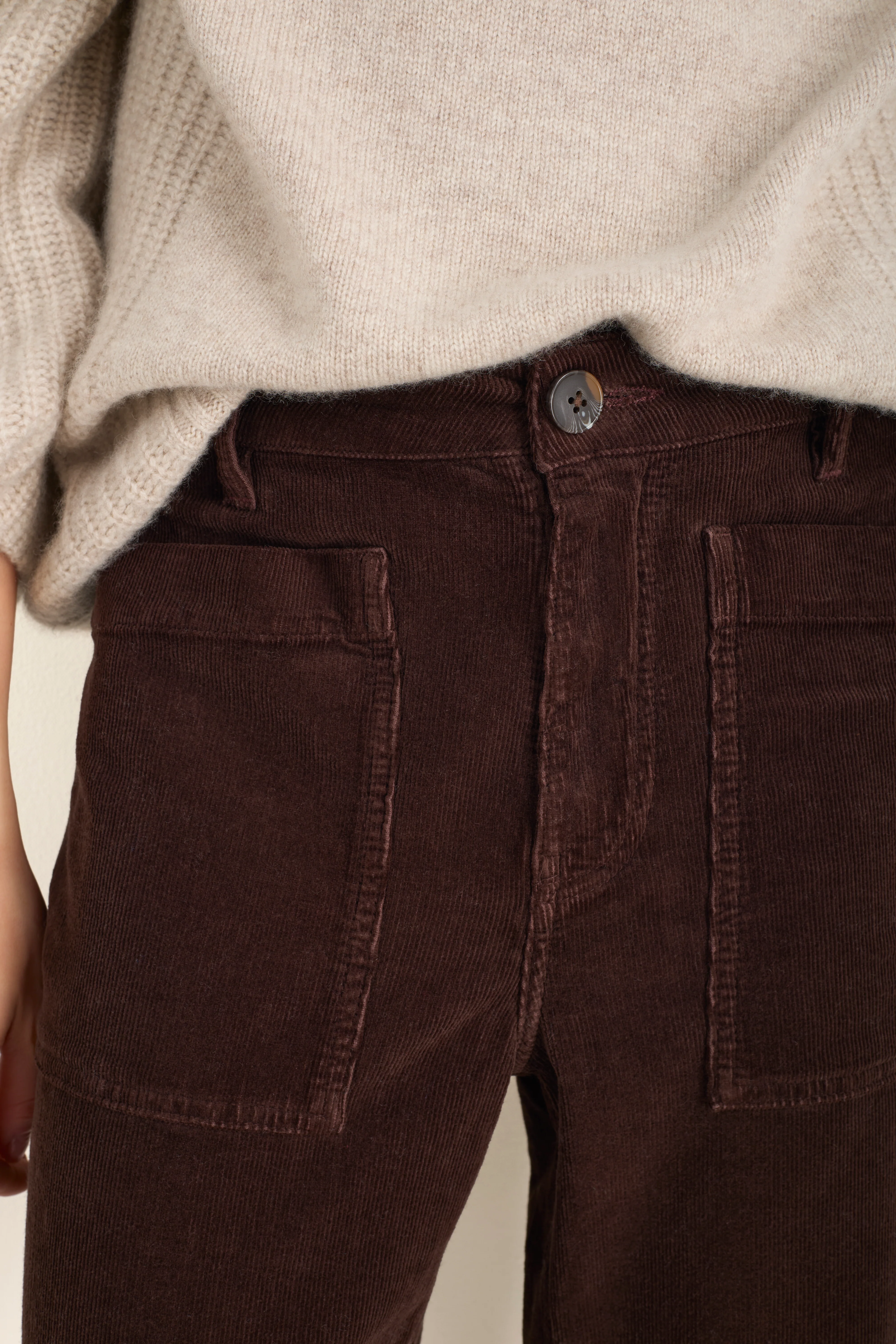 Paloma Horseshoe Pin Cord Trouser - Cocoa - Image 2