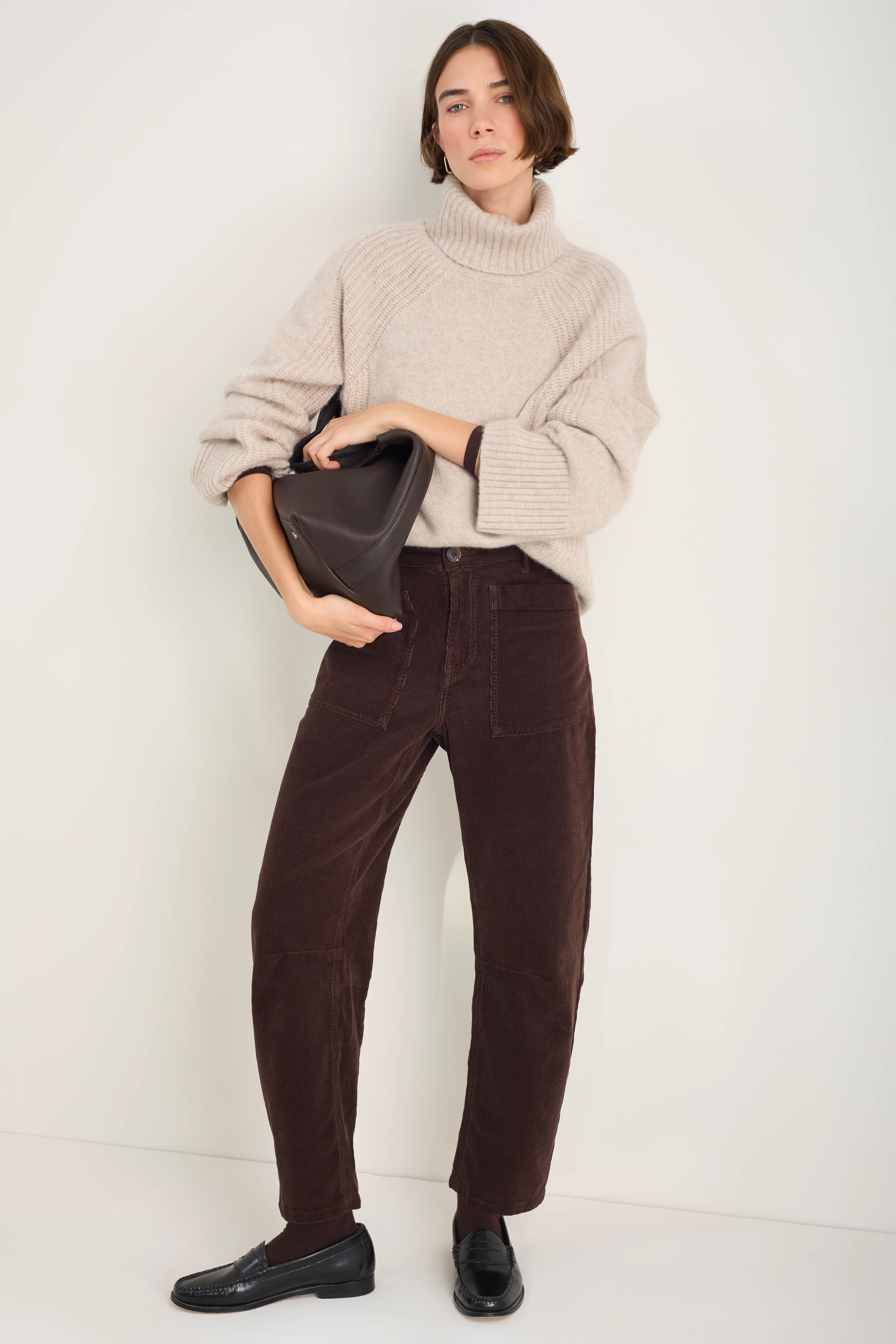 Paloma Horseshoe Pin Cord Trouser - Cocoa - Image 3