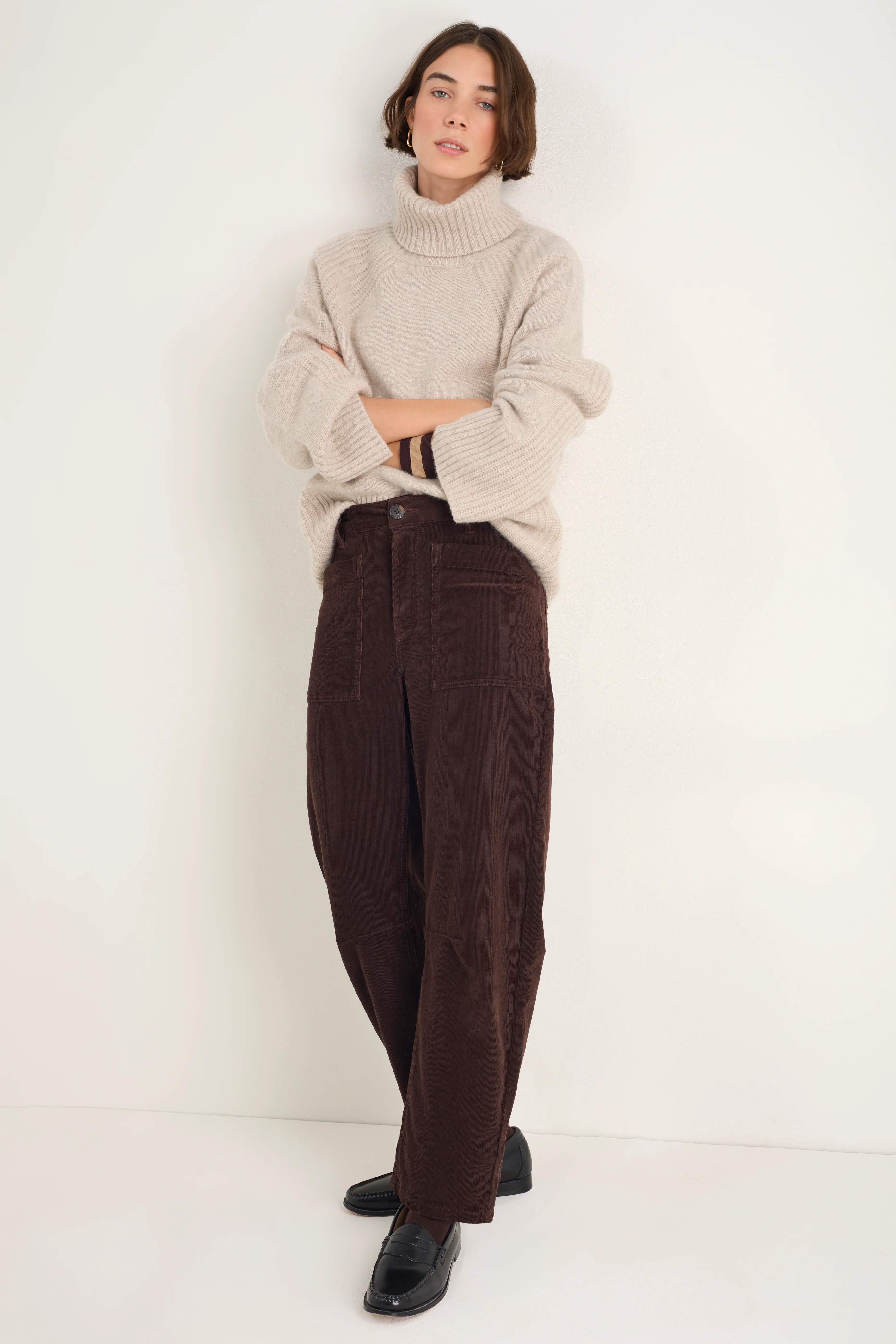 Paloma Horseshoe Pin Cord Trouser - Cocoa - Image 5