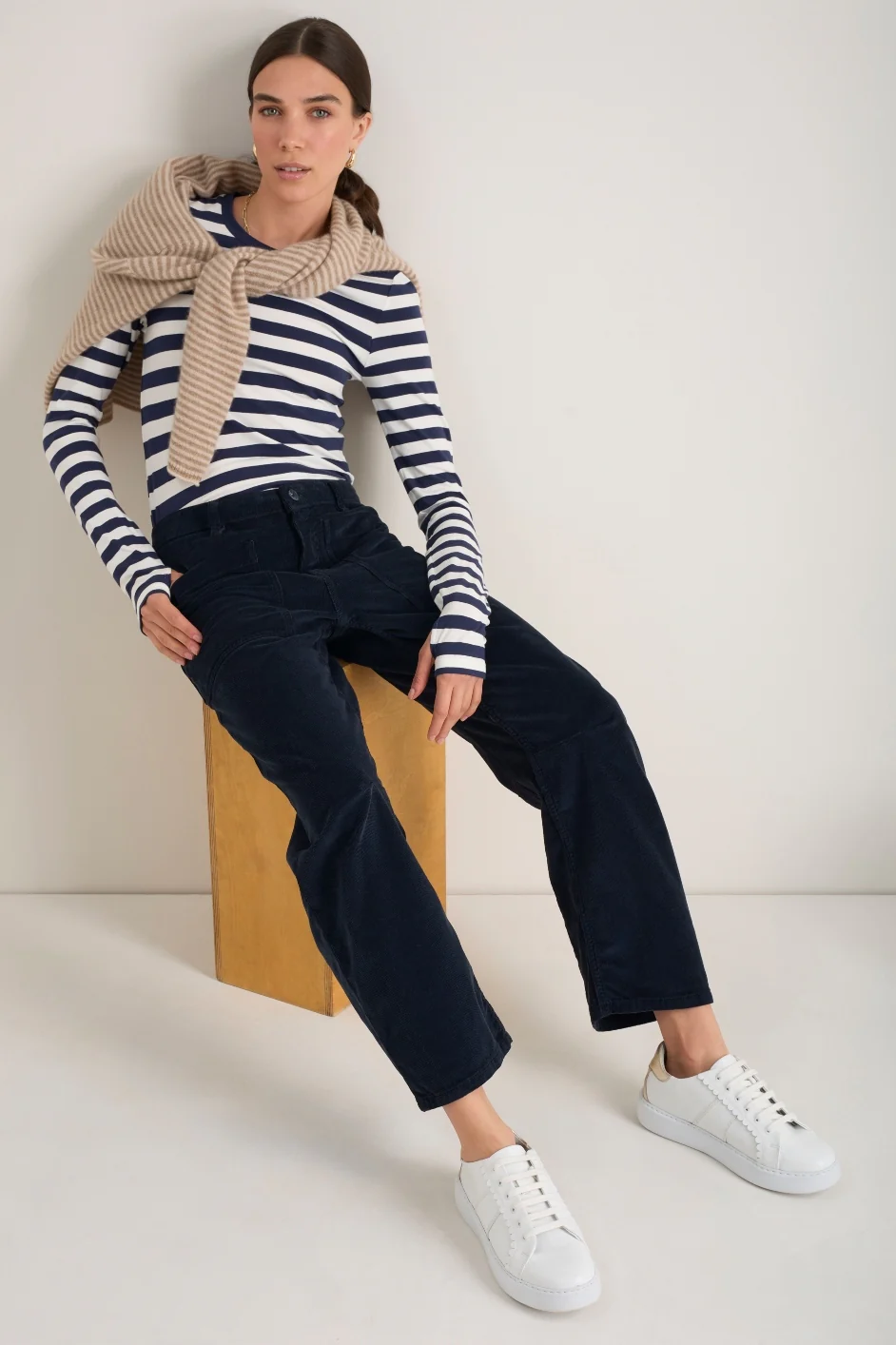 Paloma Horseshoe Pin Cord Trouser - Midnight - Image 3