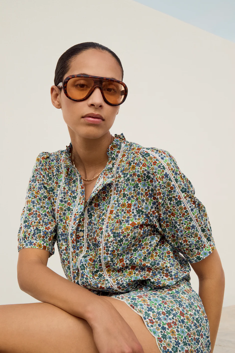 Pansy Pintuck Blouse - Multi Meadow Garden - Image 7