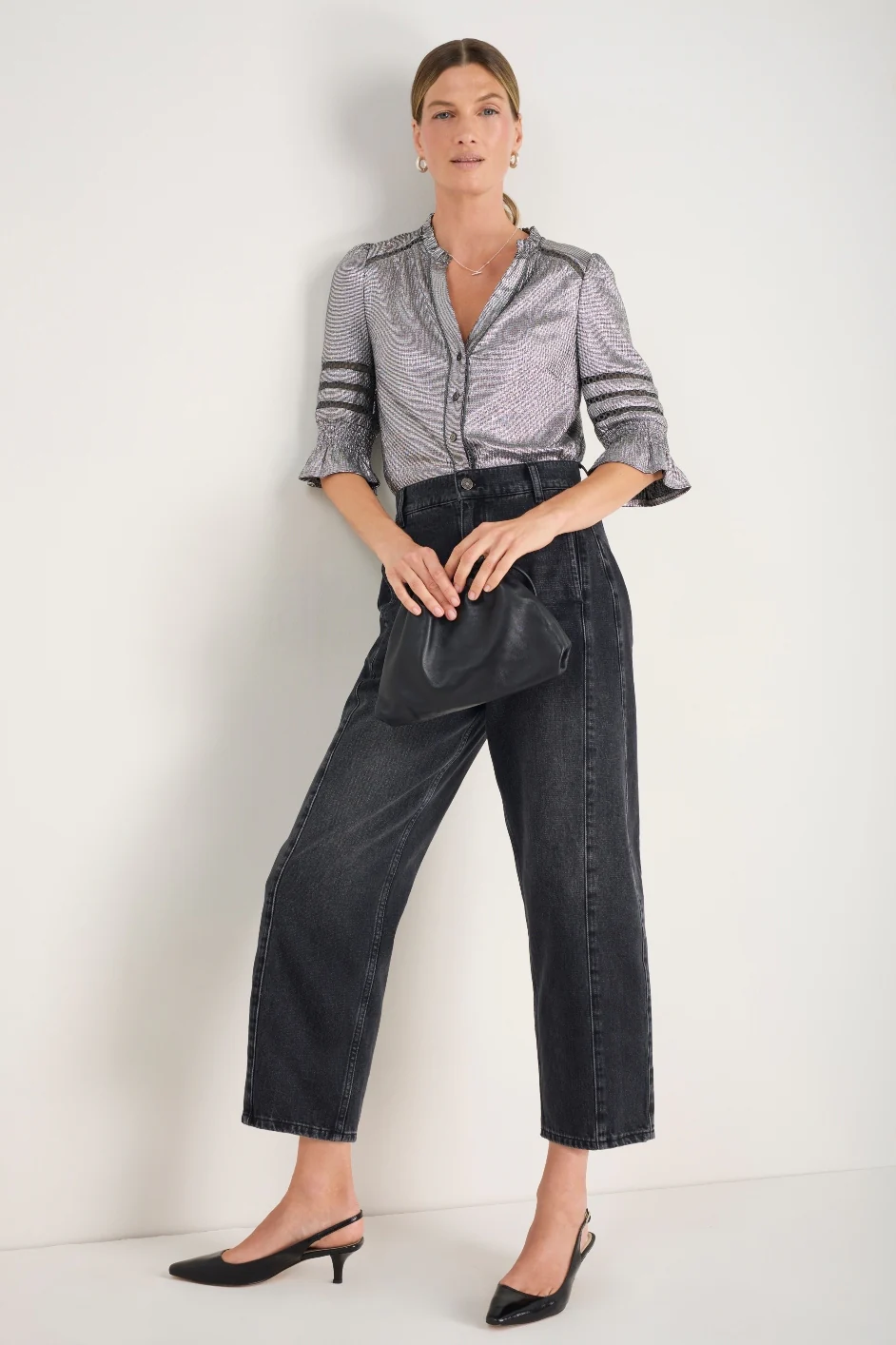 Parker Metallic Blouse - Pewter - Image 3