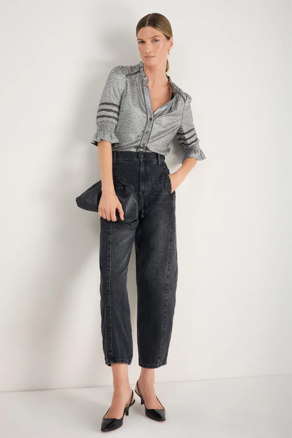Parker Metallic Blouse - Pewter - Image 6