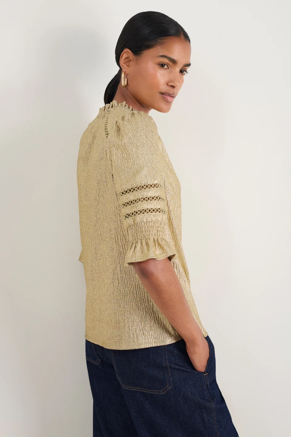 Parker Metallic Blouse - Gold - Image 3