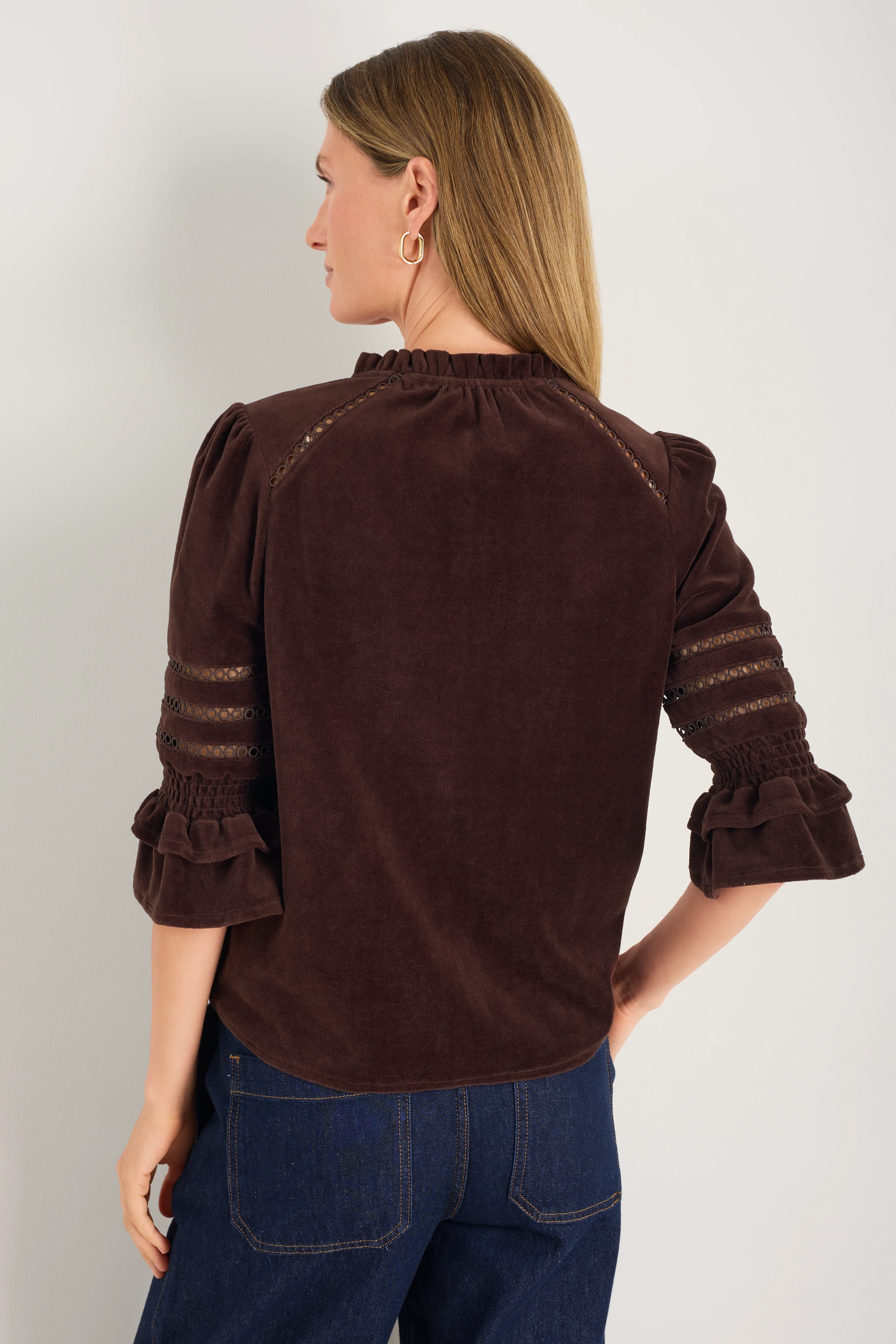 Parker Velour Blouse - Cappuccino - Image 4