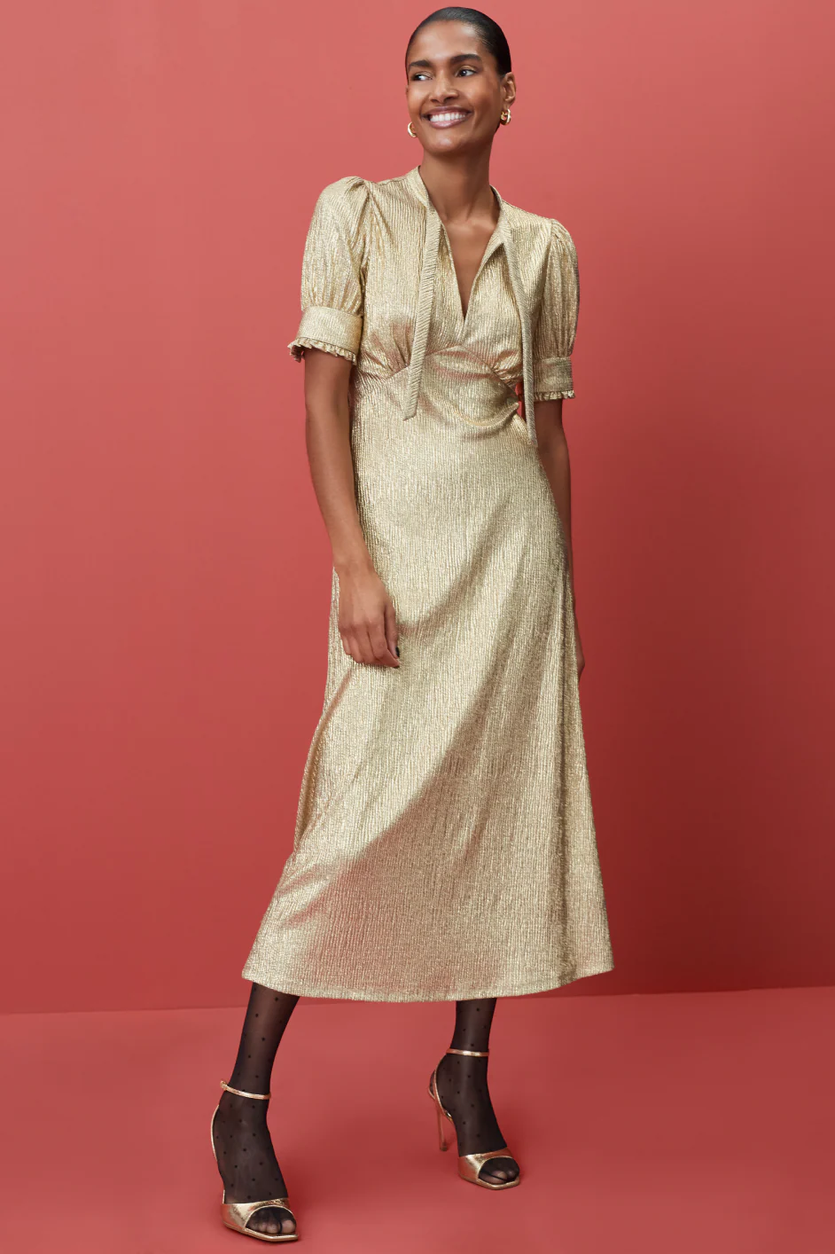 Paulina Dress - Gold Metallic - Image 6