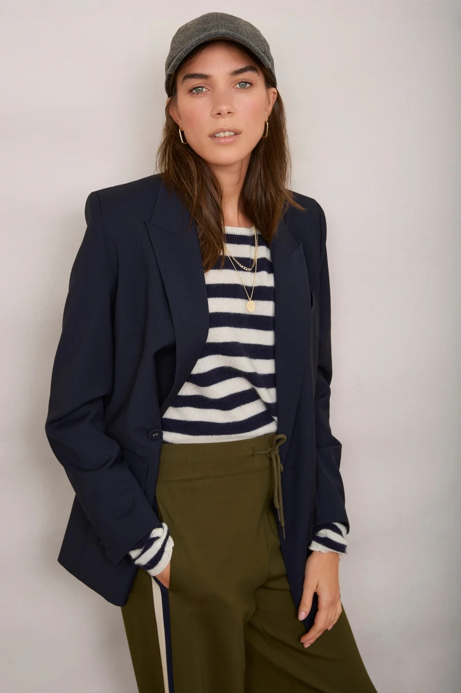 Penny Ponte Wide Leg Trouser - Khaki - Image 4